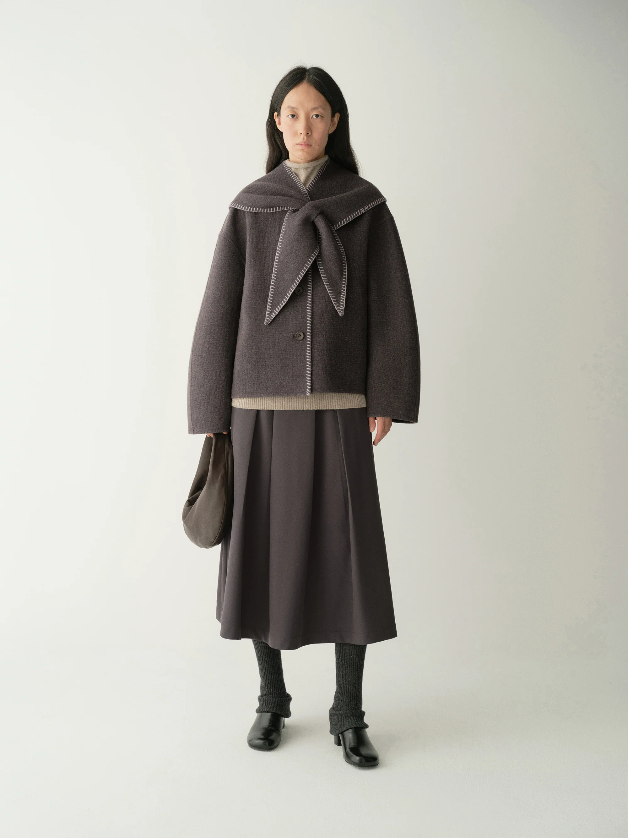 Scarf-detail Short Coat - Image 2