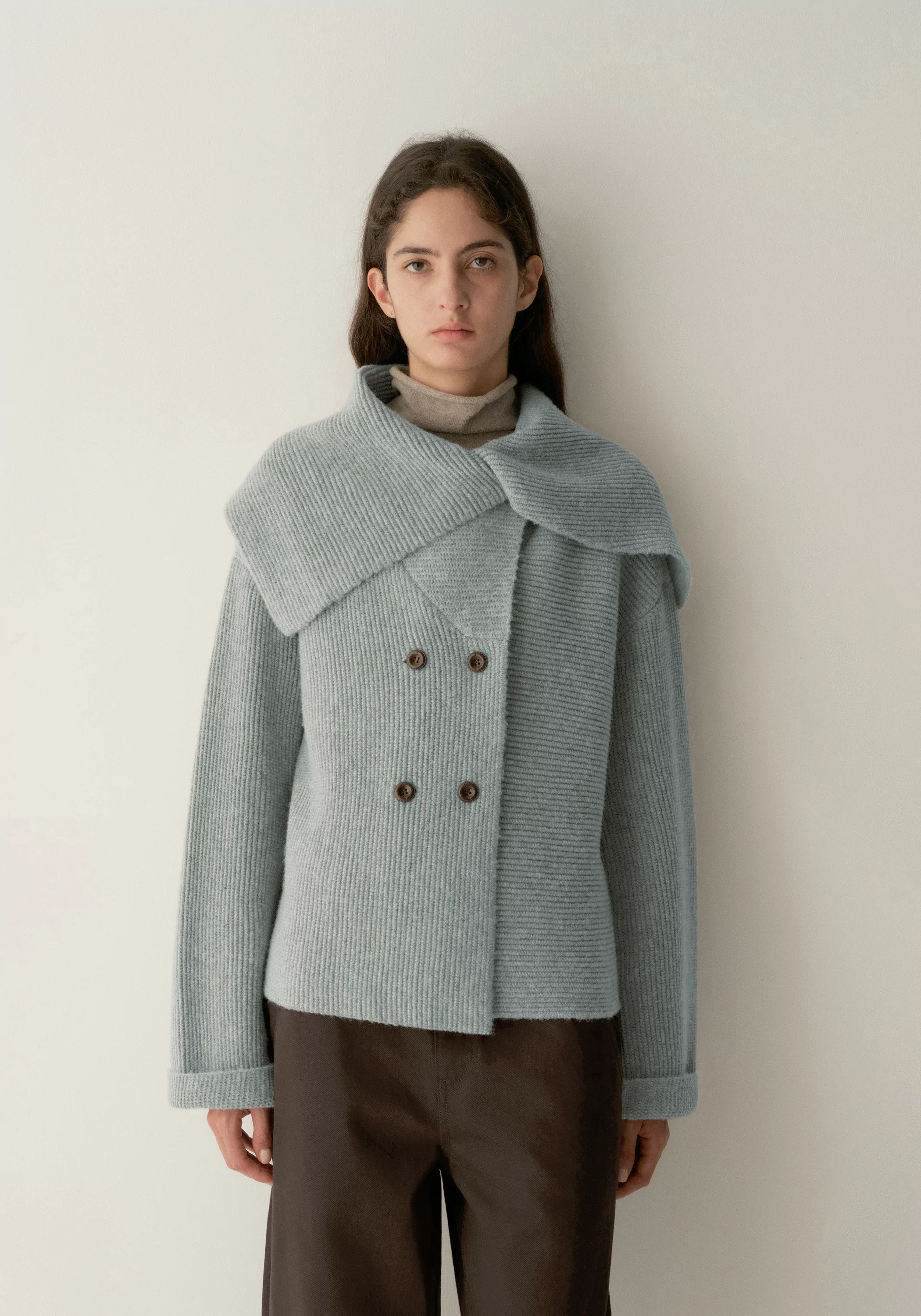 Shawl-collar Merino Wool Knit Cardigan