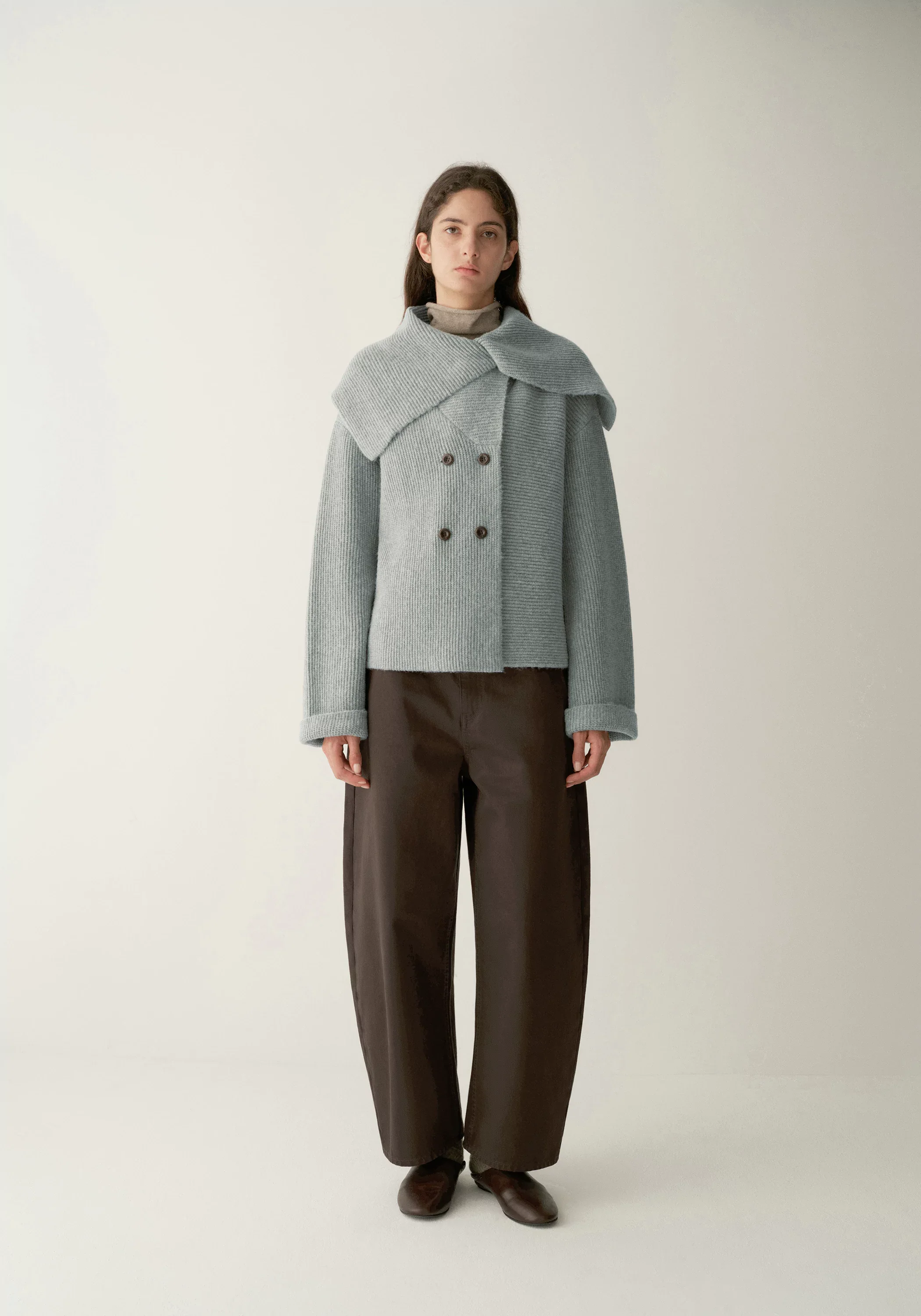 Shawl-collar Merino Wool Knit Cardigan - Image 2