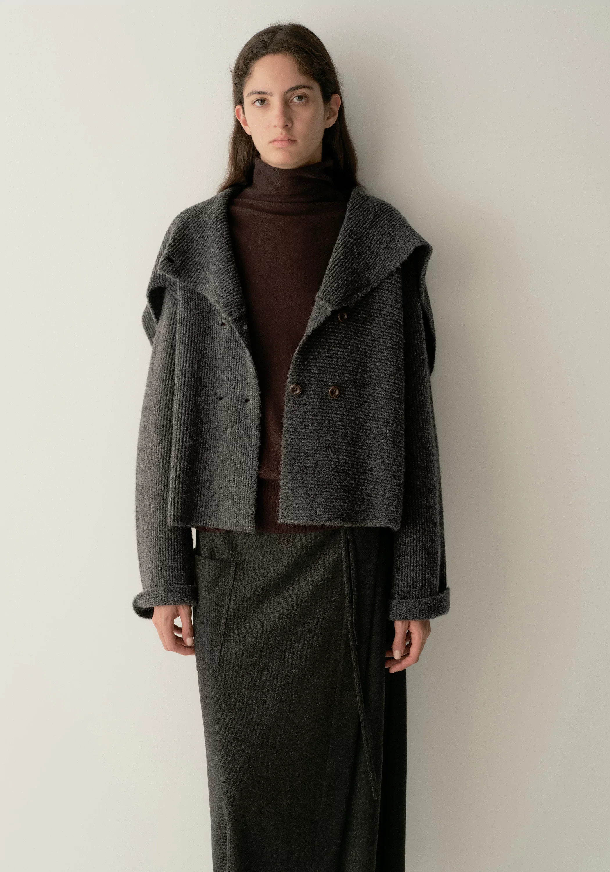Shawl-collar Merino Wool Knit Cardigan - Image 21