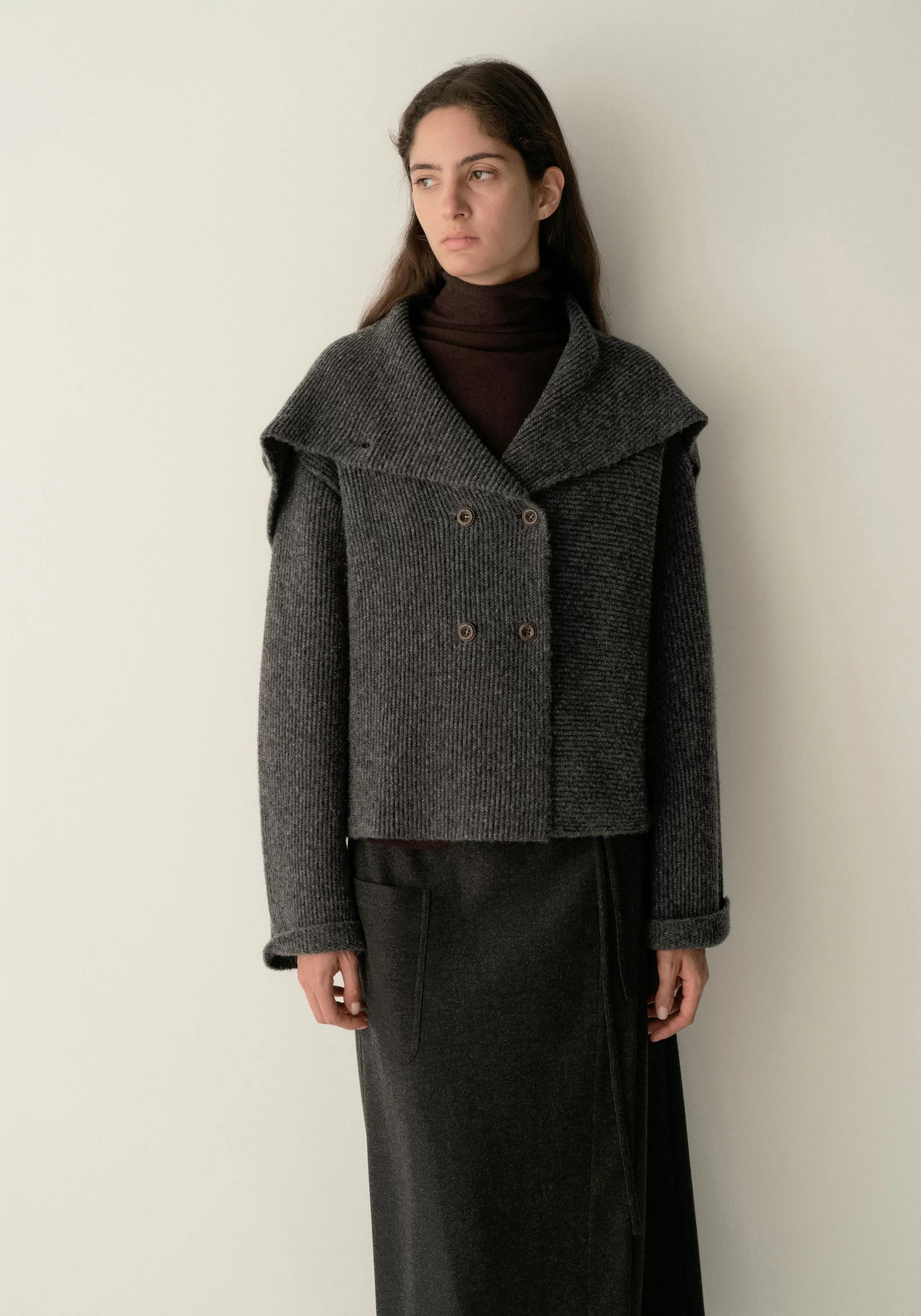 Shawl-collar Merino Wool Knit Cardigan - Image 22