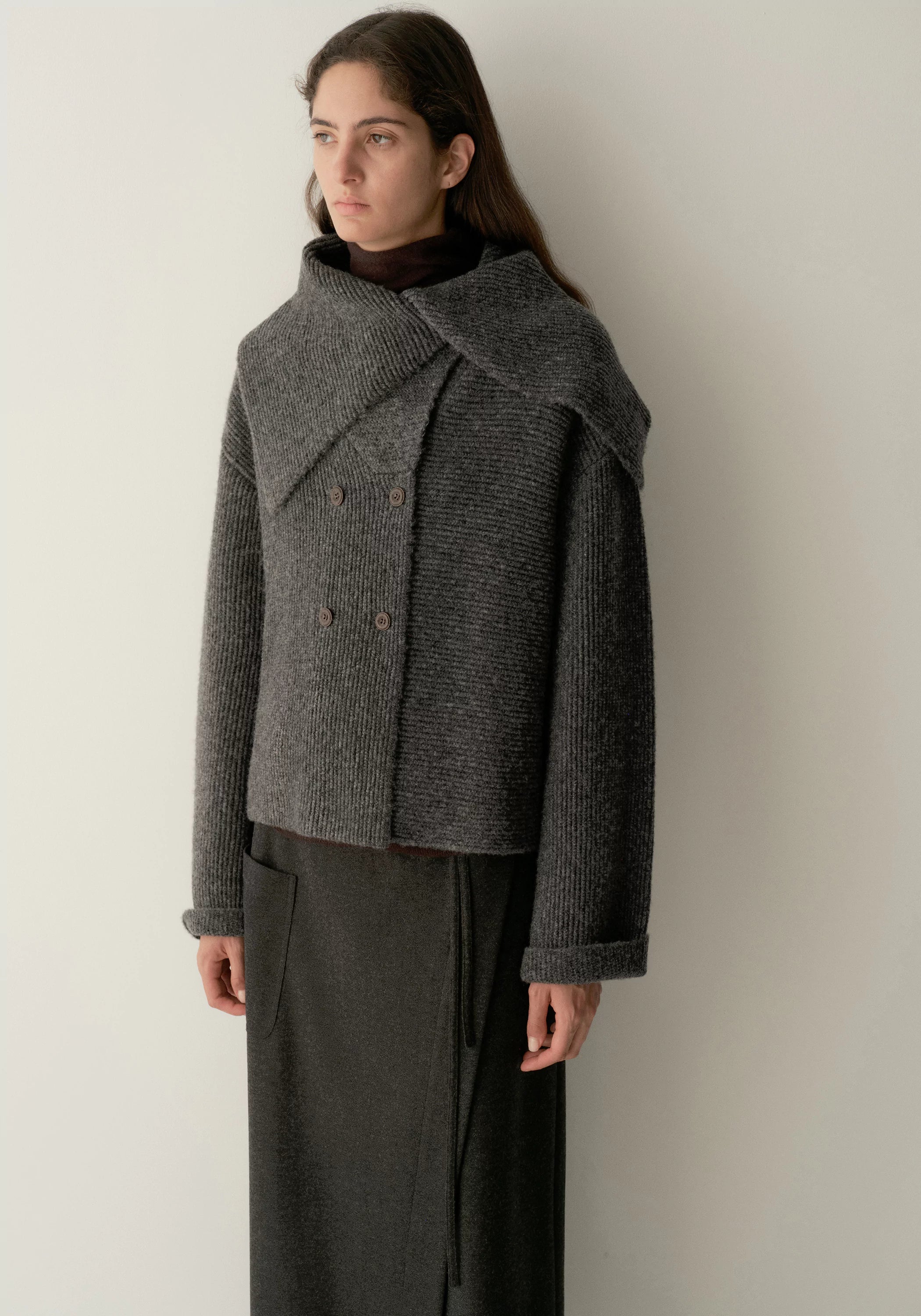 Shawl-collar Merino Wool Knit Cardigan - Image 23