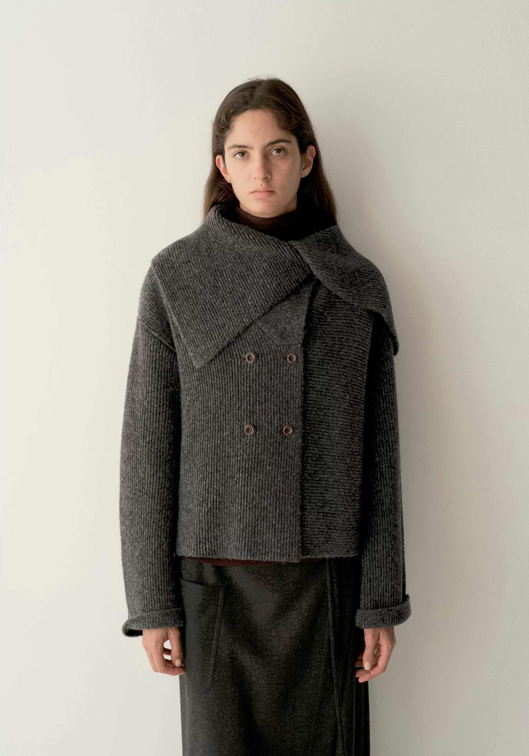 Shawl-collar Merino Wool Knit Cardigan - Image 3