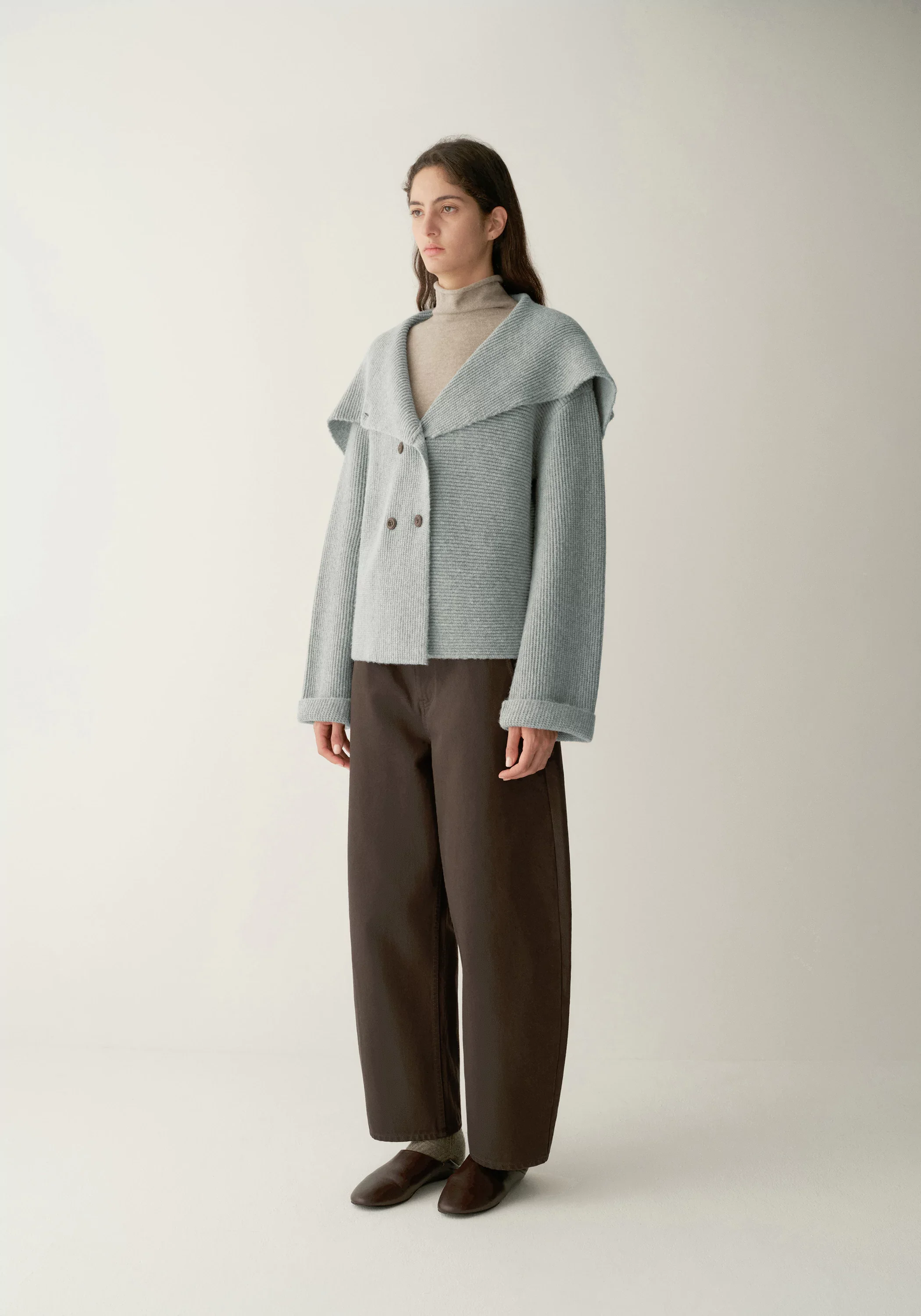 Shawl-collar Merino Wool Knit Cardigan - Image 4