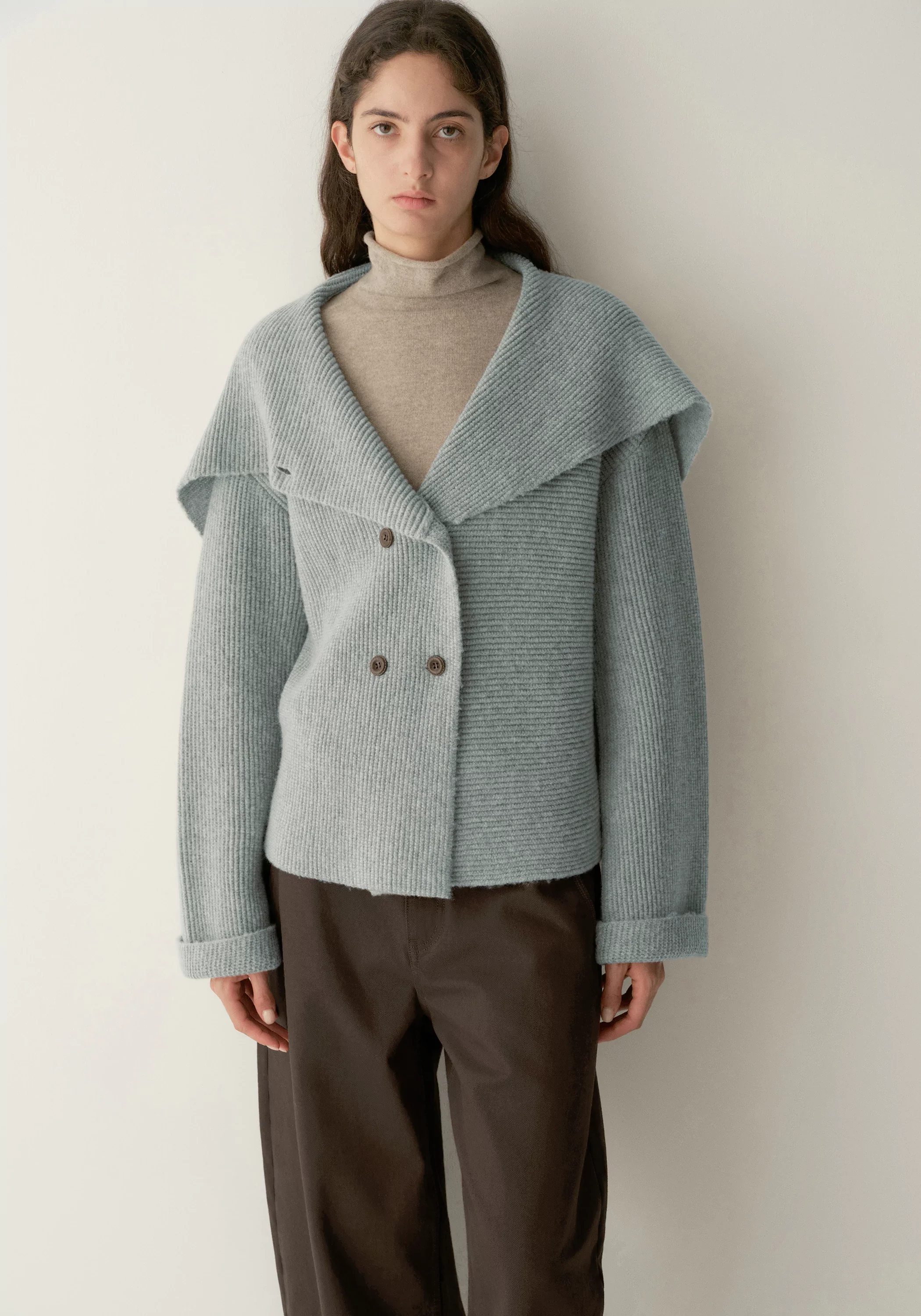 Shawl-collar Merino Wool Knit Cardigan - Image 7