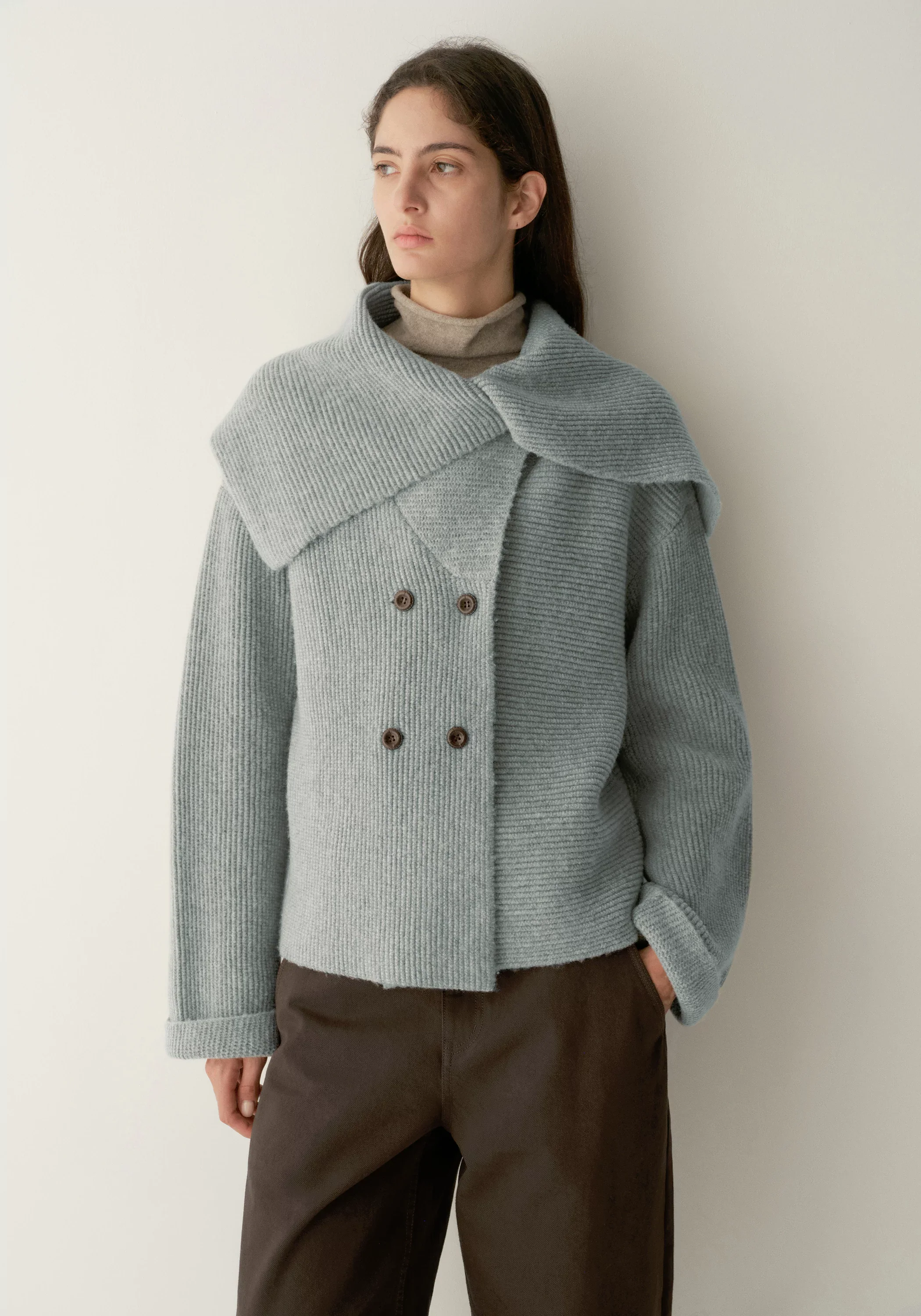 Shawl-collar Merino Wool Knit Cardigan - Image 8