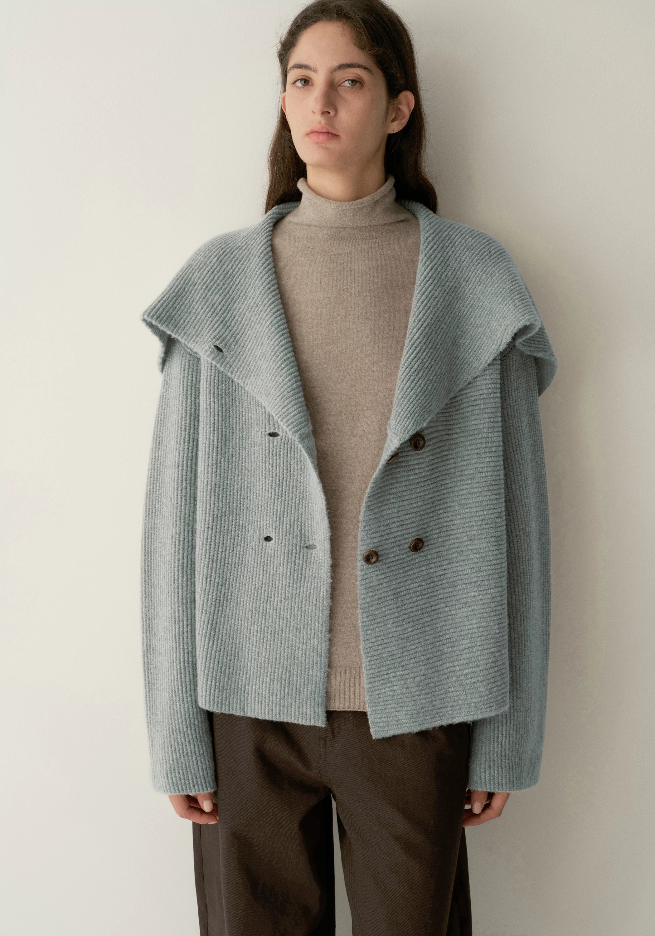 Shawl-collar Merino Wool Knit Cardigan - Image 9