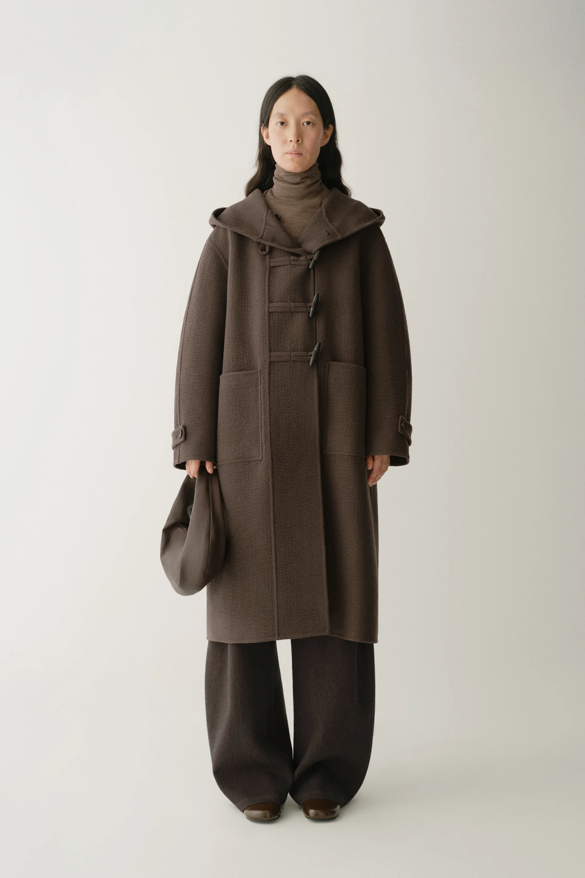 Asymmetric Hooded Long Coat - Image 3