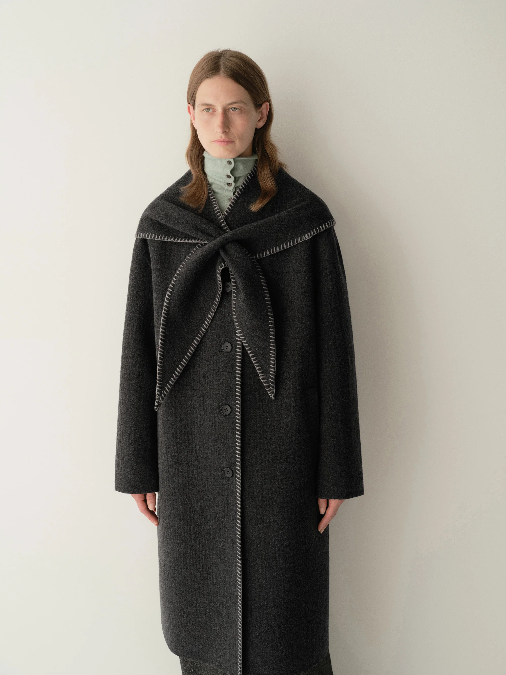 Scarf-detail Long Coat - Image 14