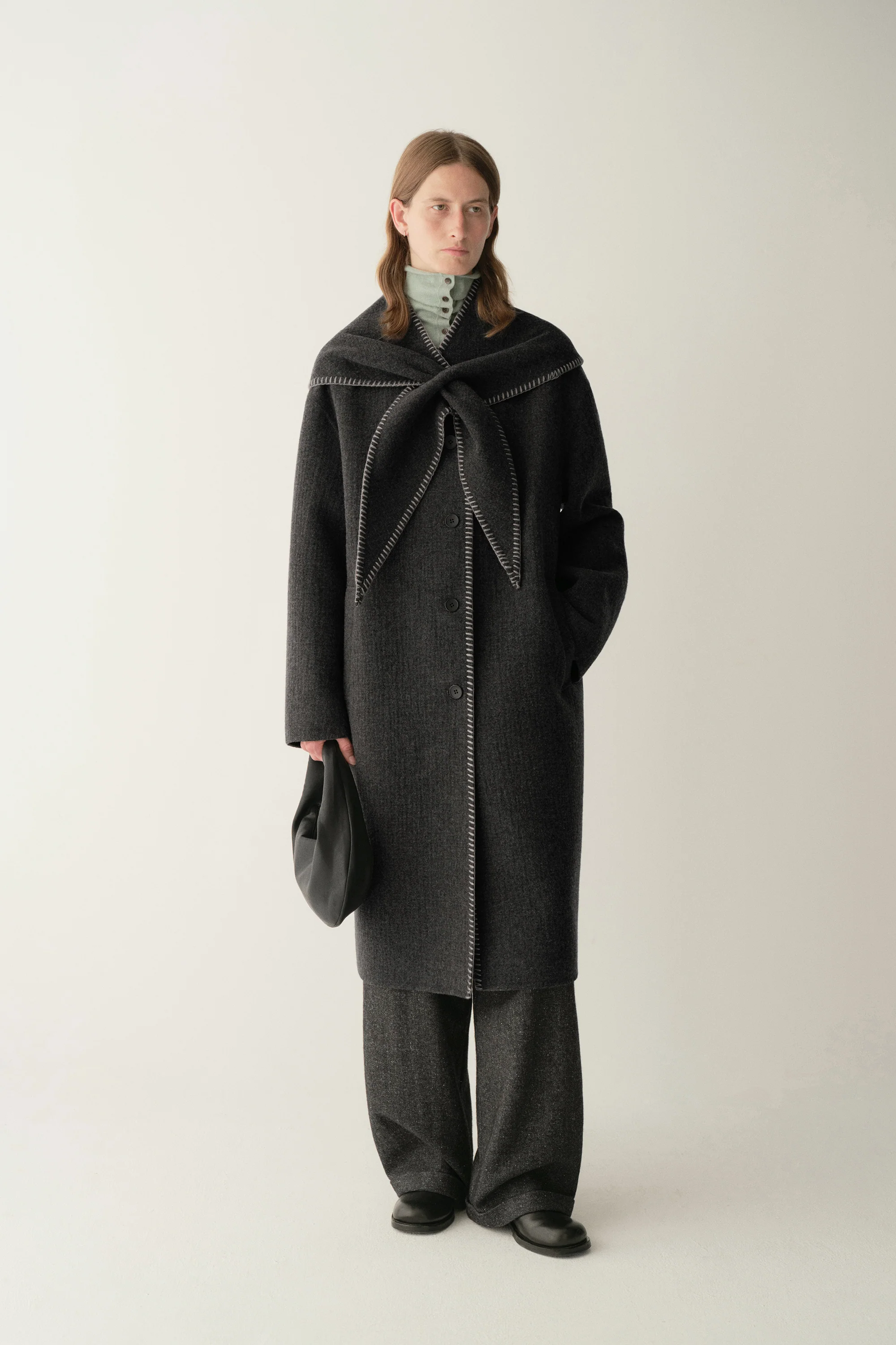 Scarf-detail Long Coat - Image 3
