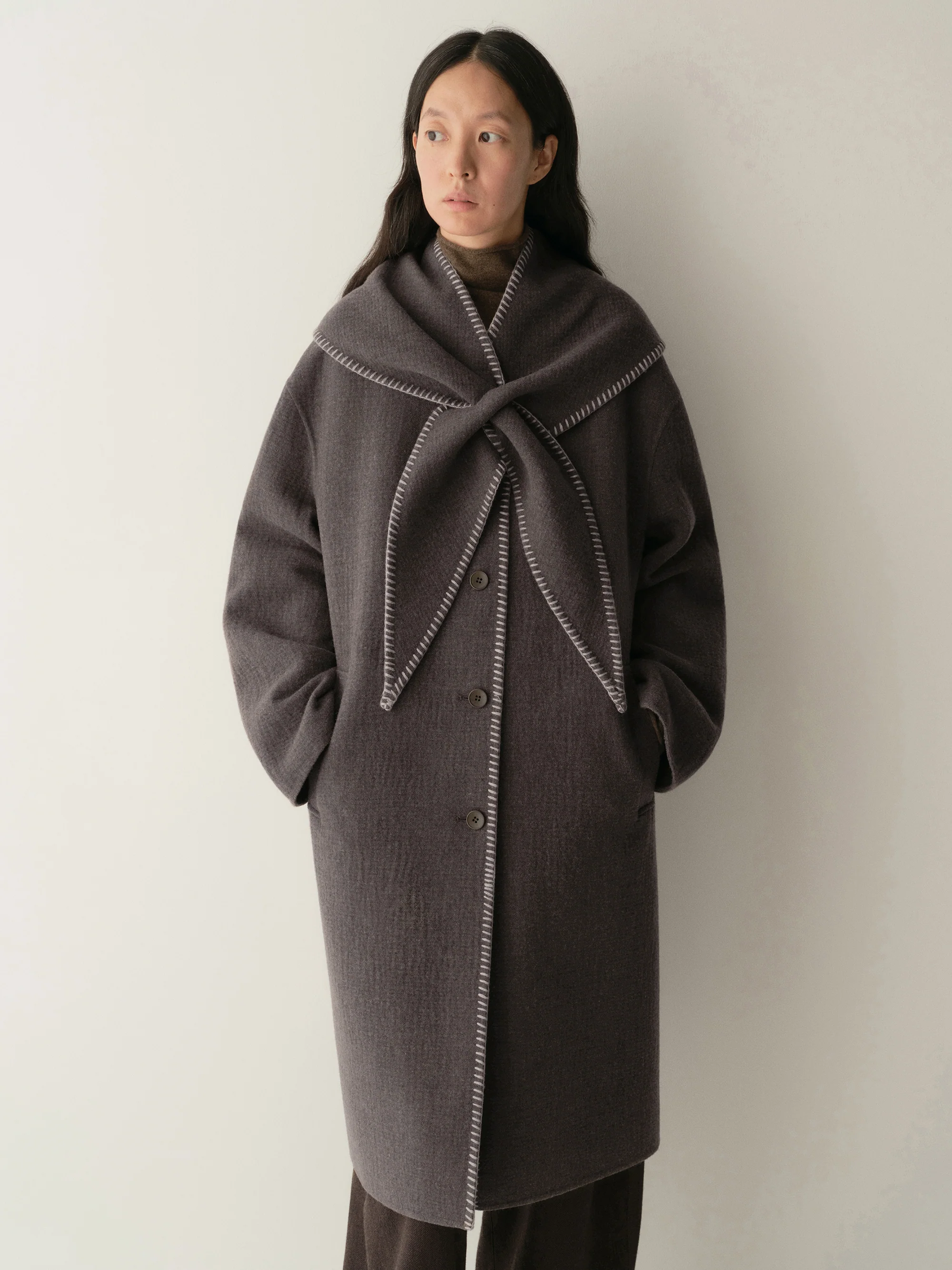 Scarf-detail Long Coat - Image 5