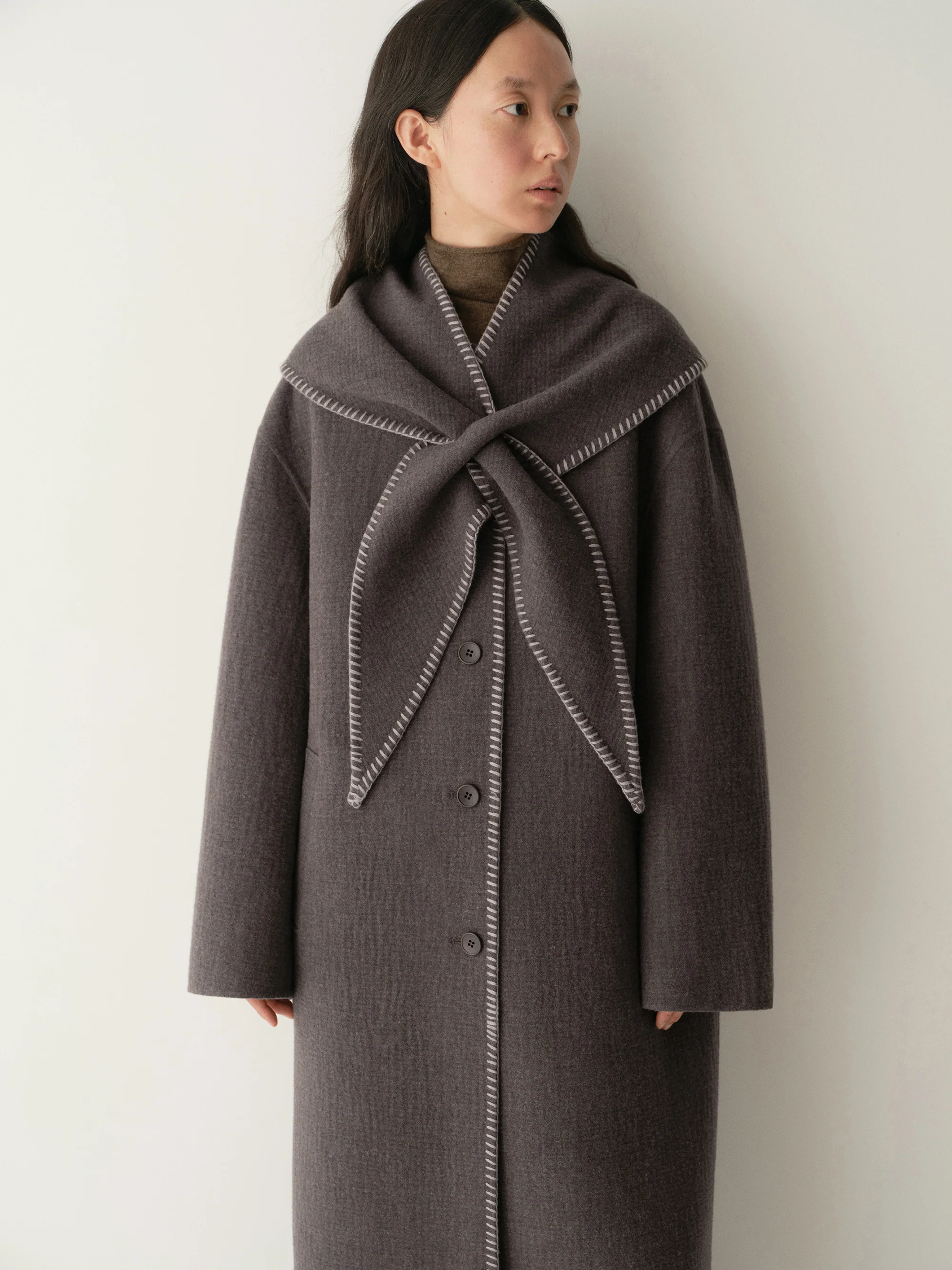 Scarf-detail Long Coat - Image 6