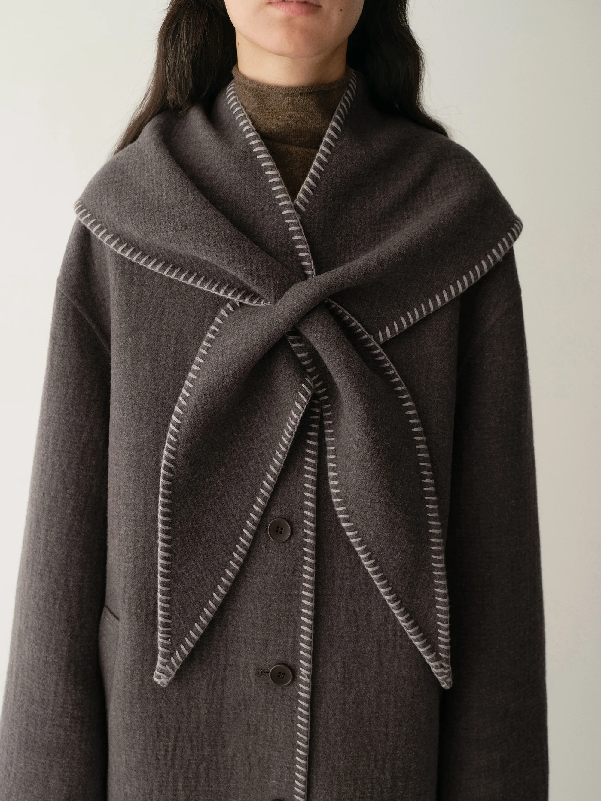 Scarf-detail Long Coat - Image 7