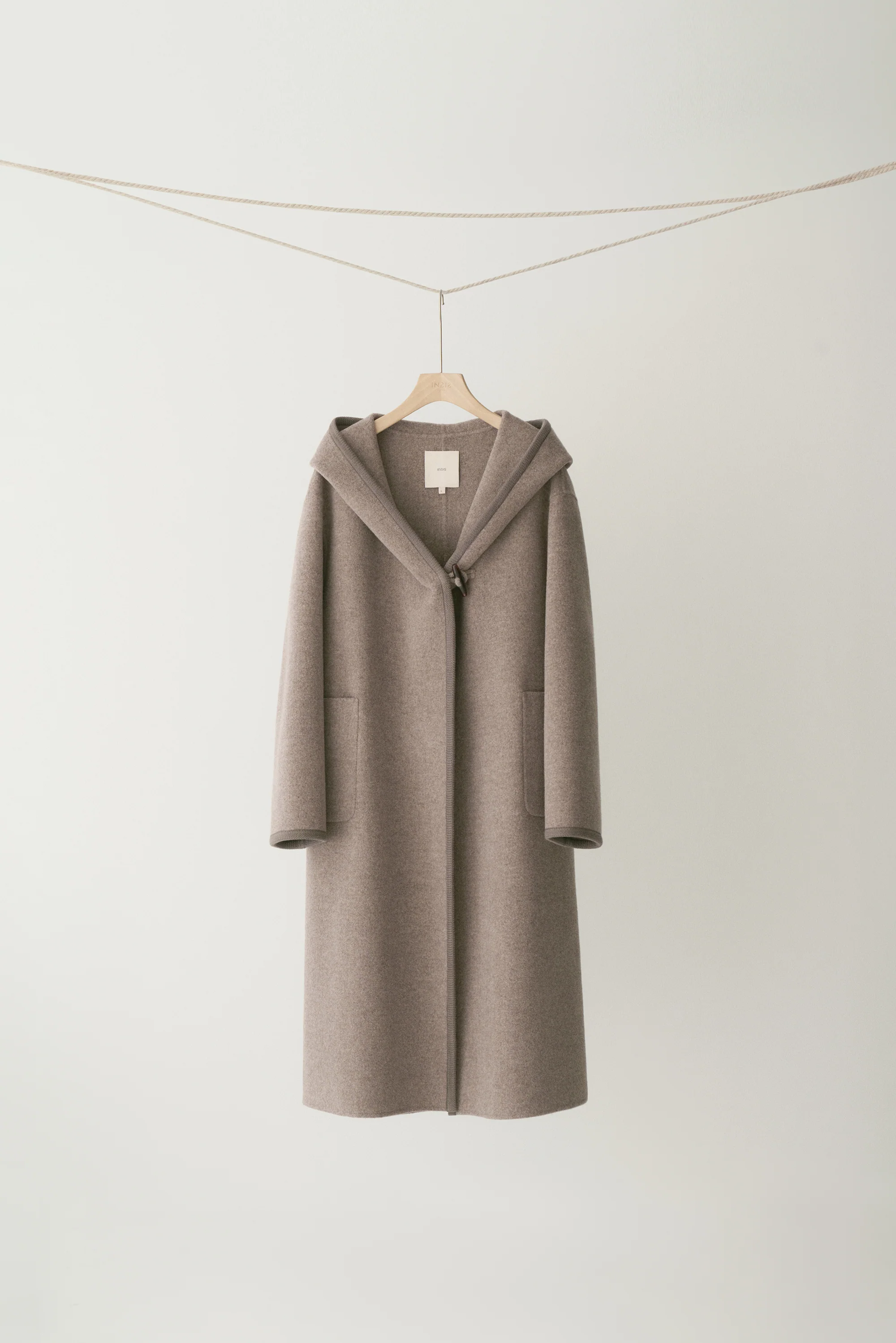 Long Ribbon-wrapped Hooded Coat - Image 14