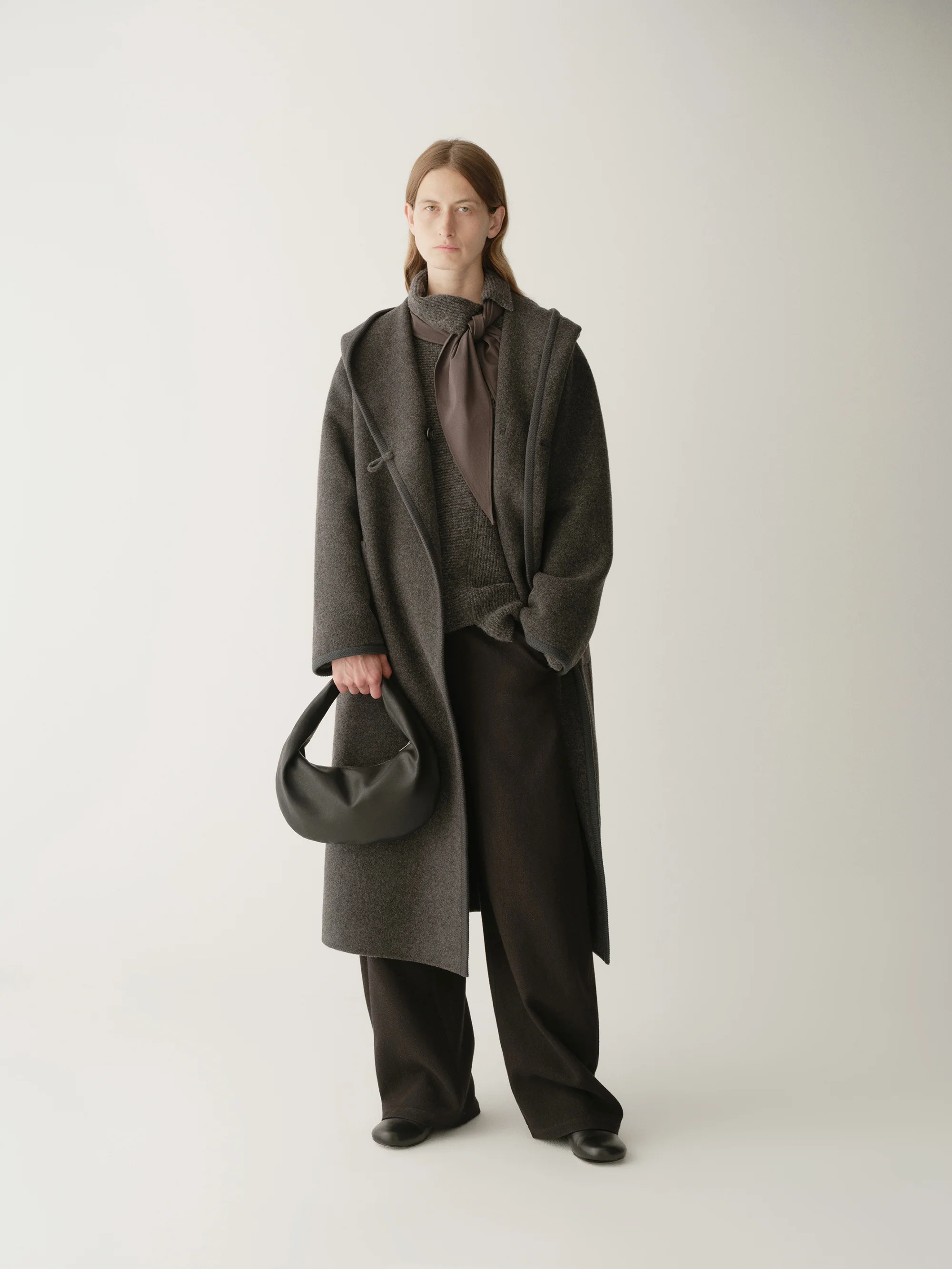 Long Ribbon-wrapped Hooded Coat - Image 16