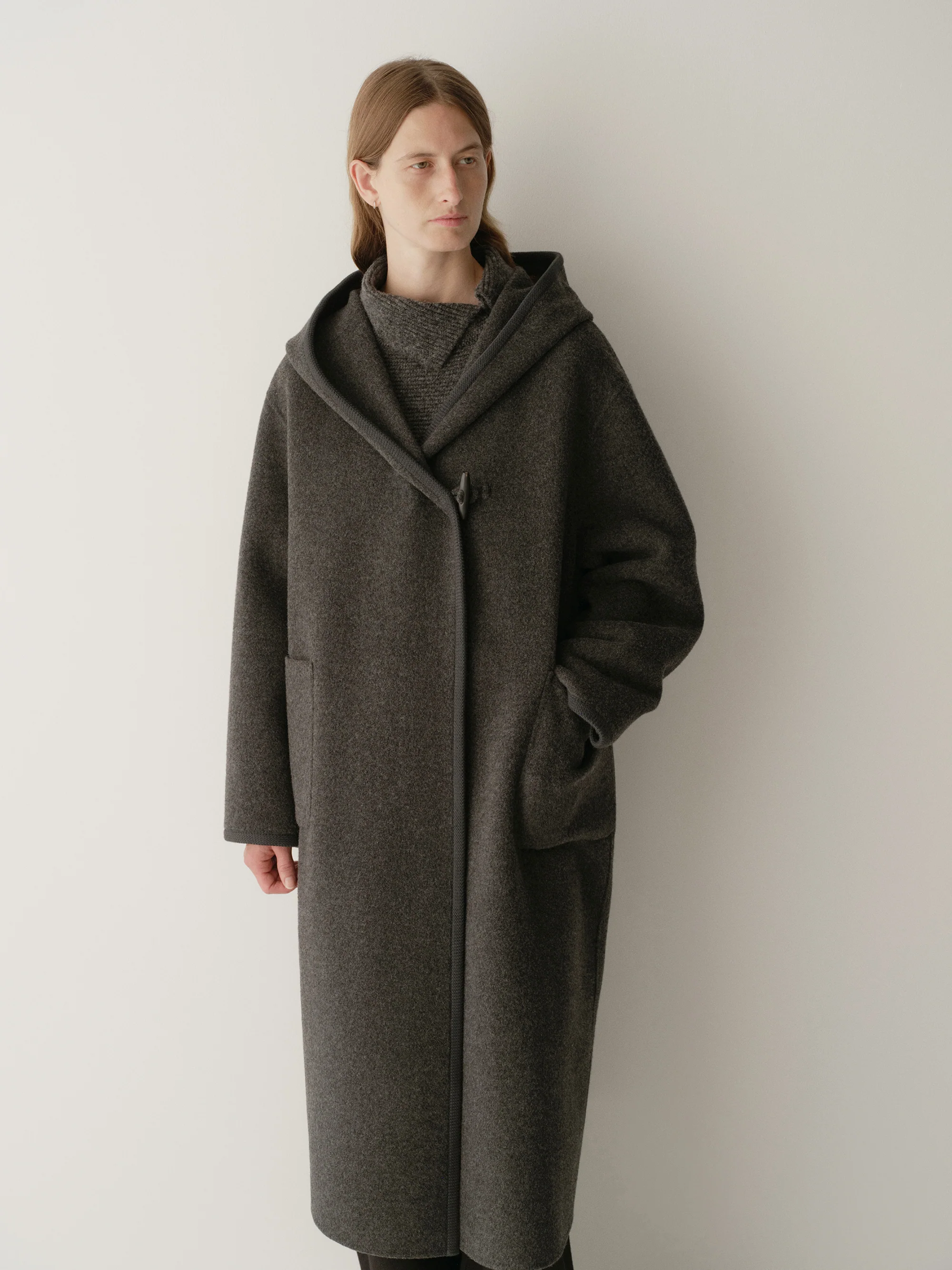 Long Ribbon-wrapped Hooded Coat - Image 18