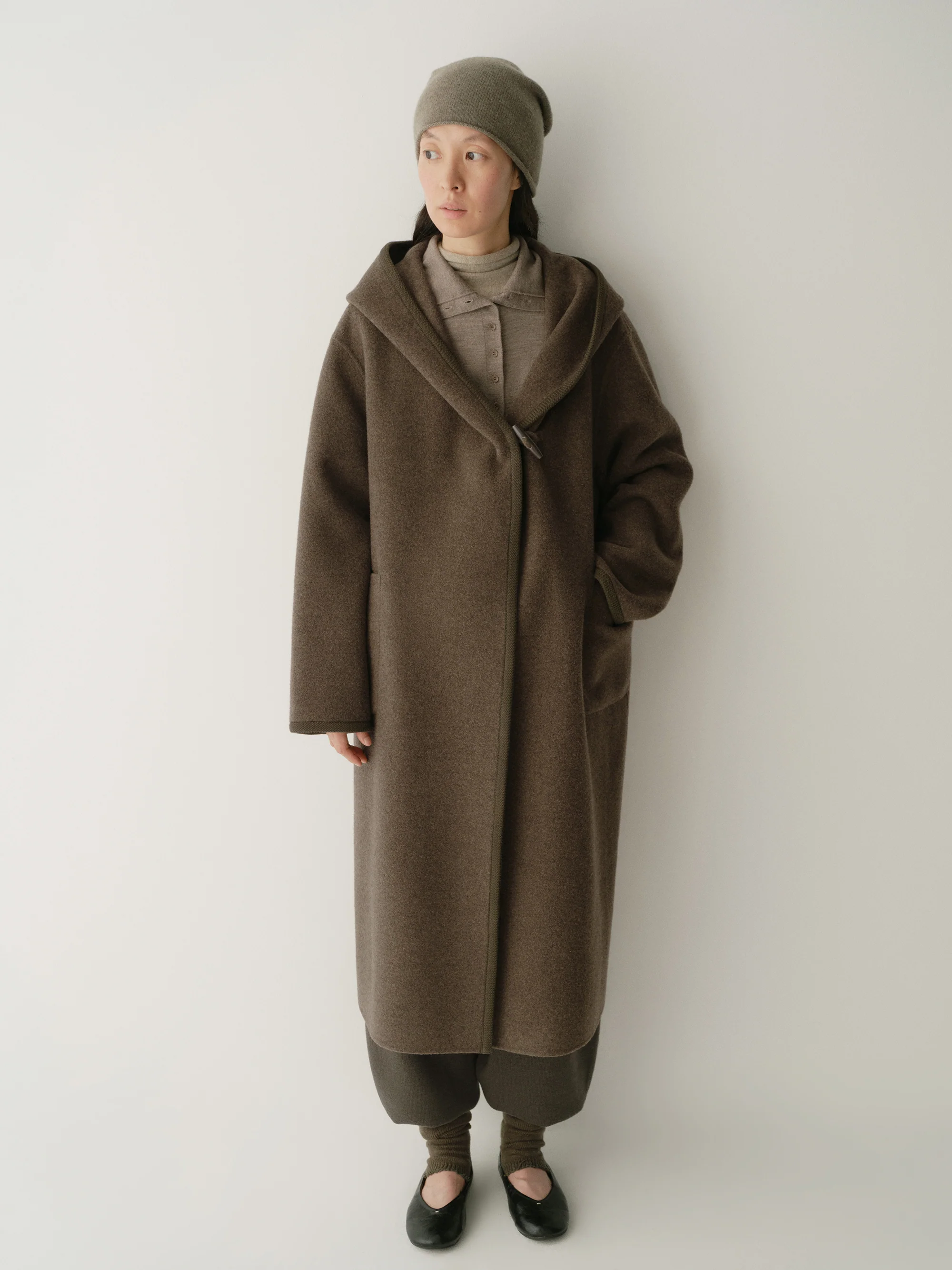 Long Ribbon-wrapped Hooded Coat - Image 20