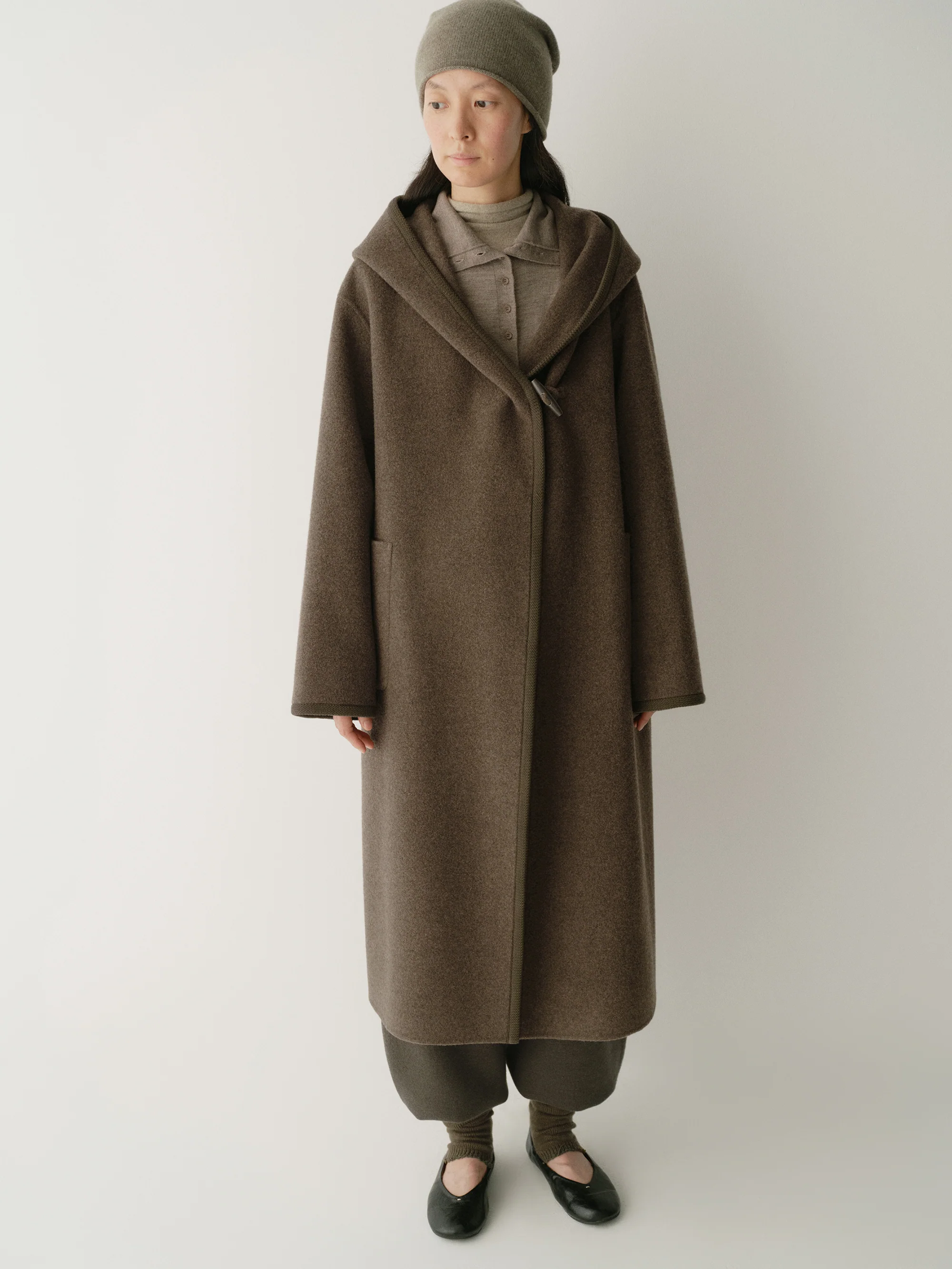 Long Ribbon-wrapped Hooded Coat - Image 21