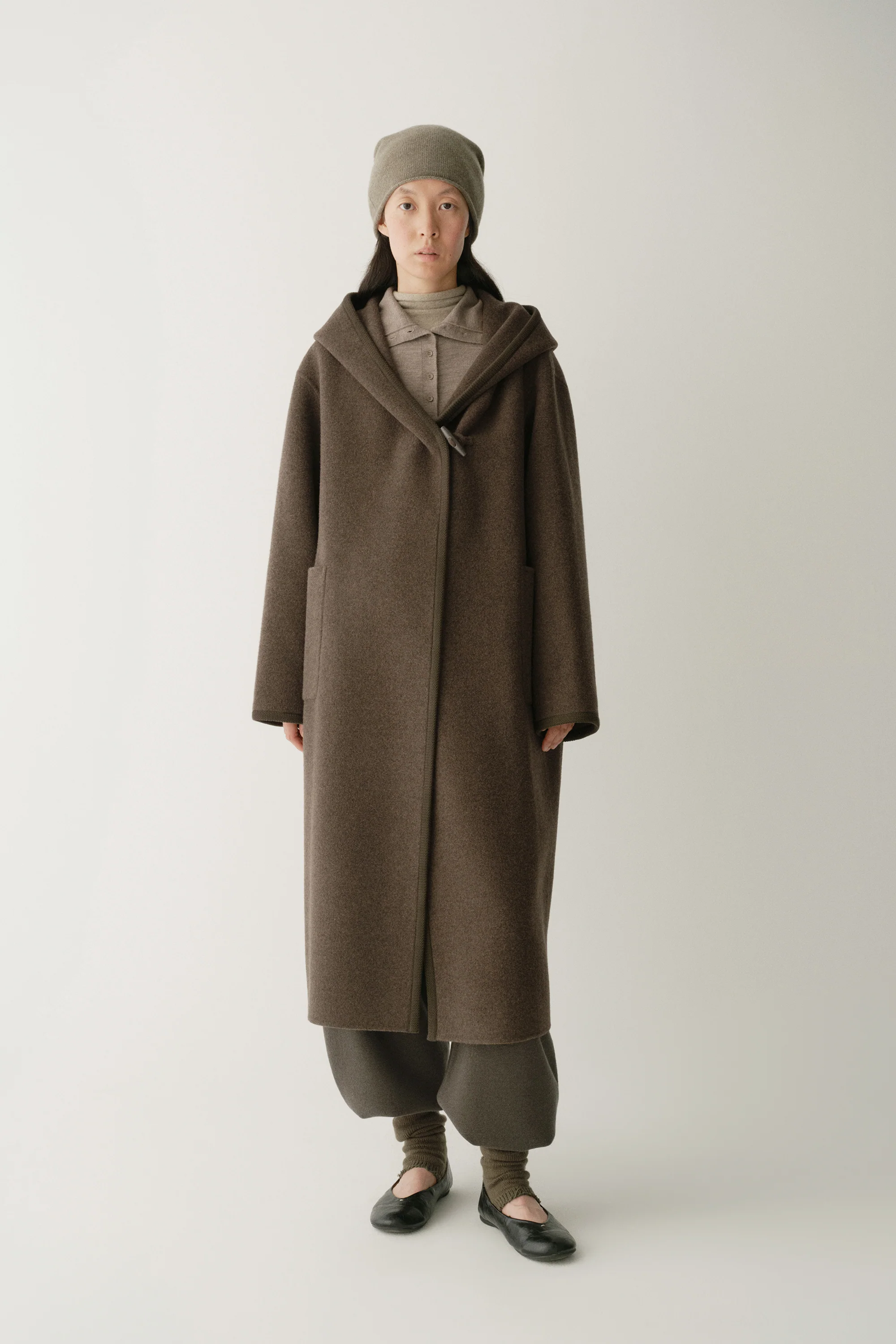 Long Ribbon-wrapped Hooded Coat - Image 3