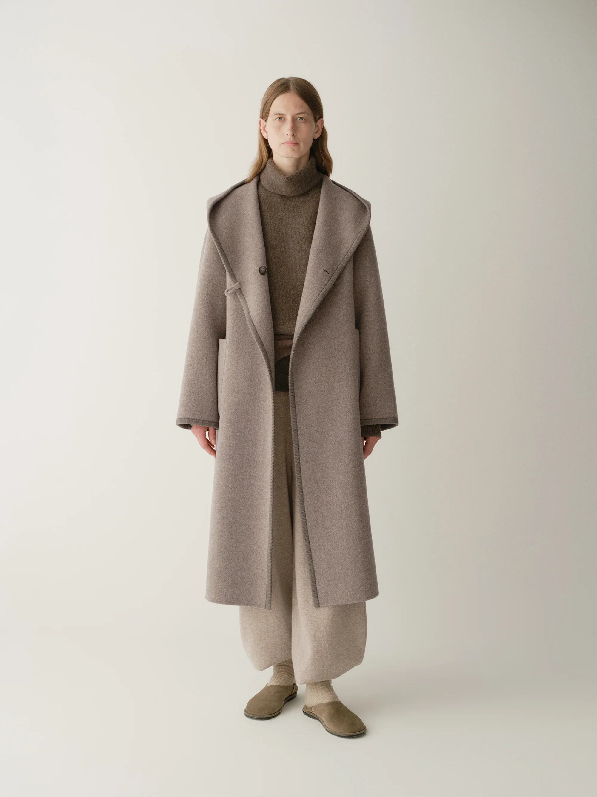 Long Ribbon-wrapped Hooded Coat - Image 5