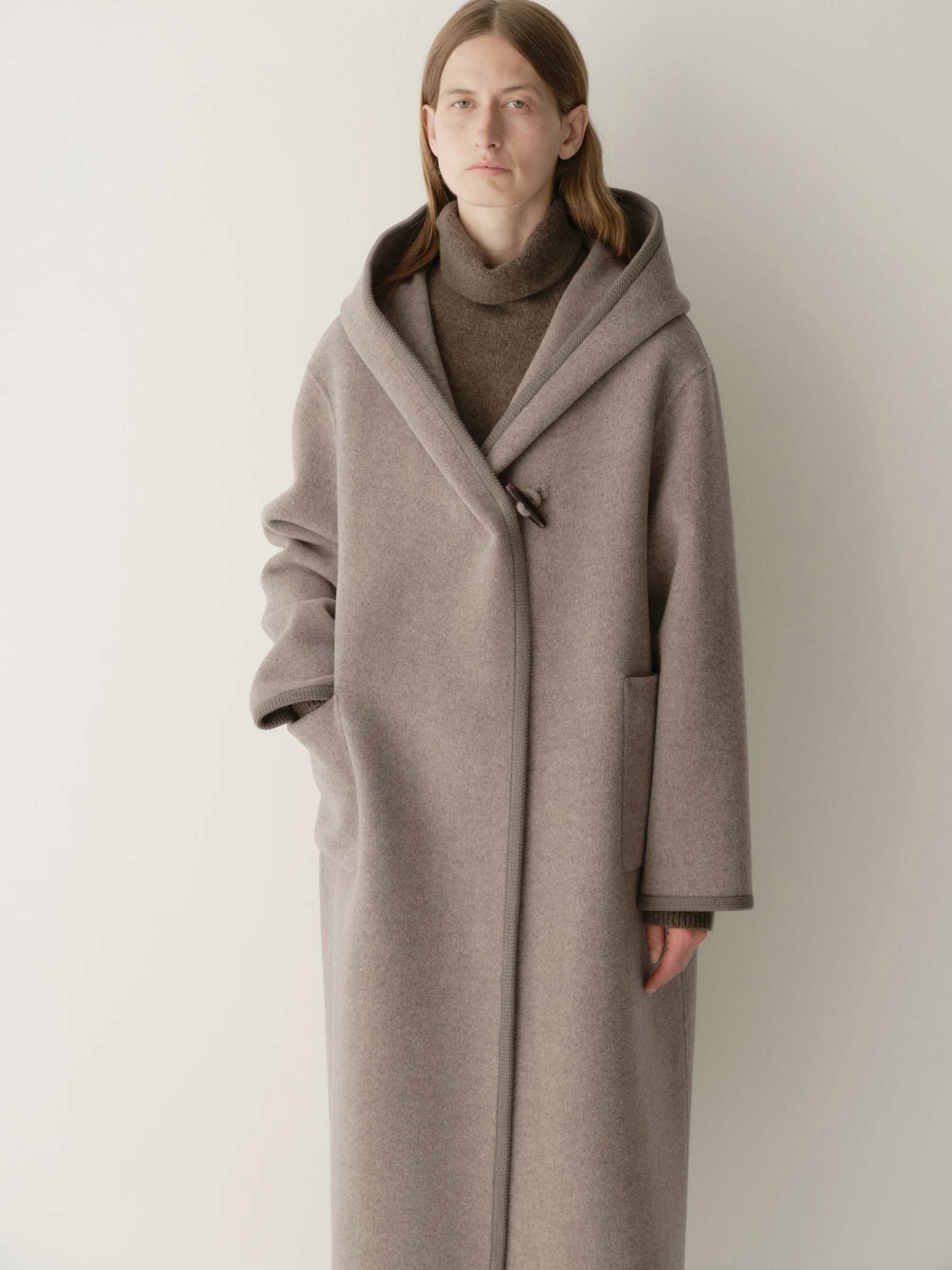 Long Ribbon-wrapped Hooded Coat - Image 7