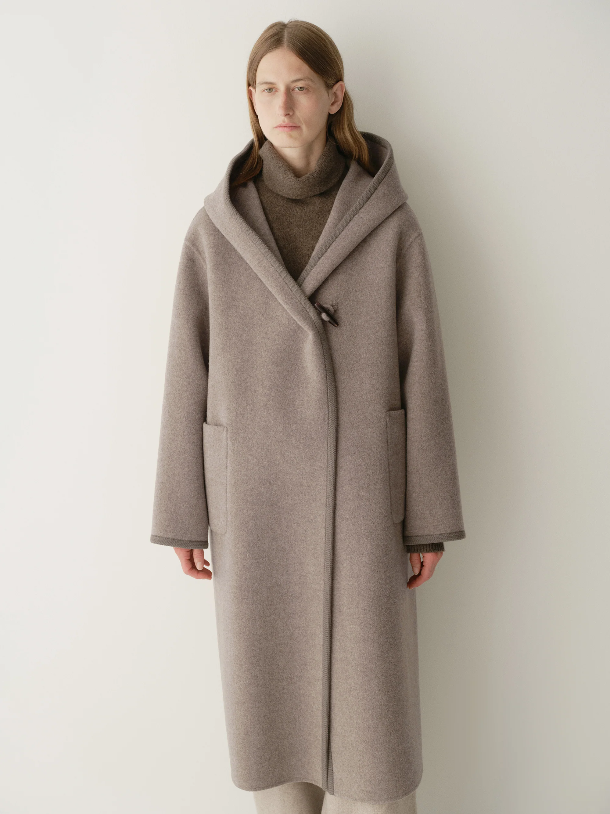 Long Ribbon-wrapped Hooded Coat - Image 8