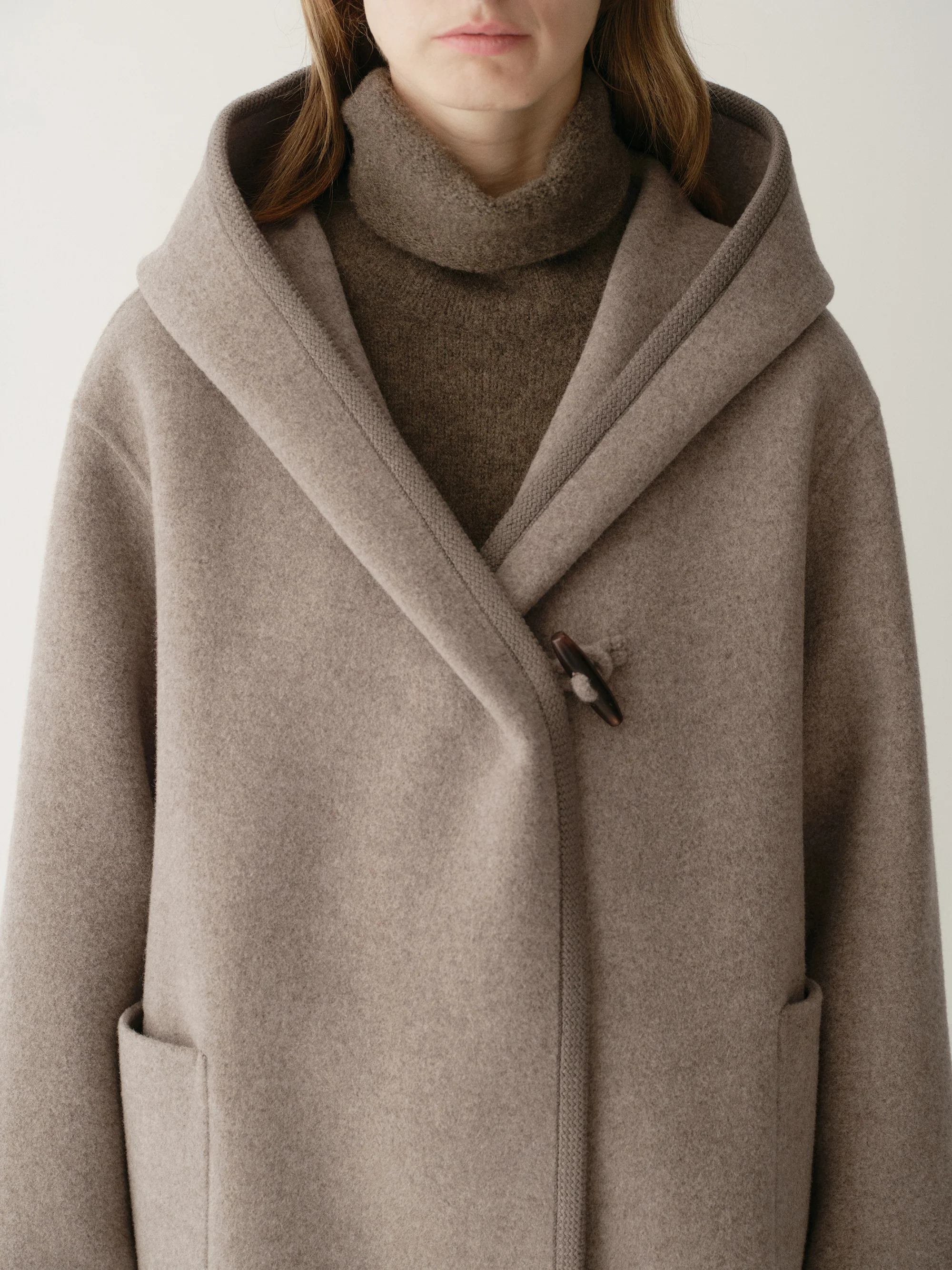 Long Ribbon-wrapped Hooded Coat - Image 9