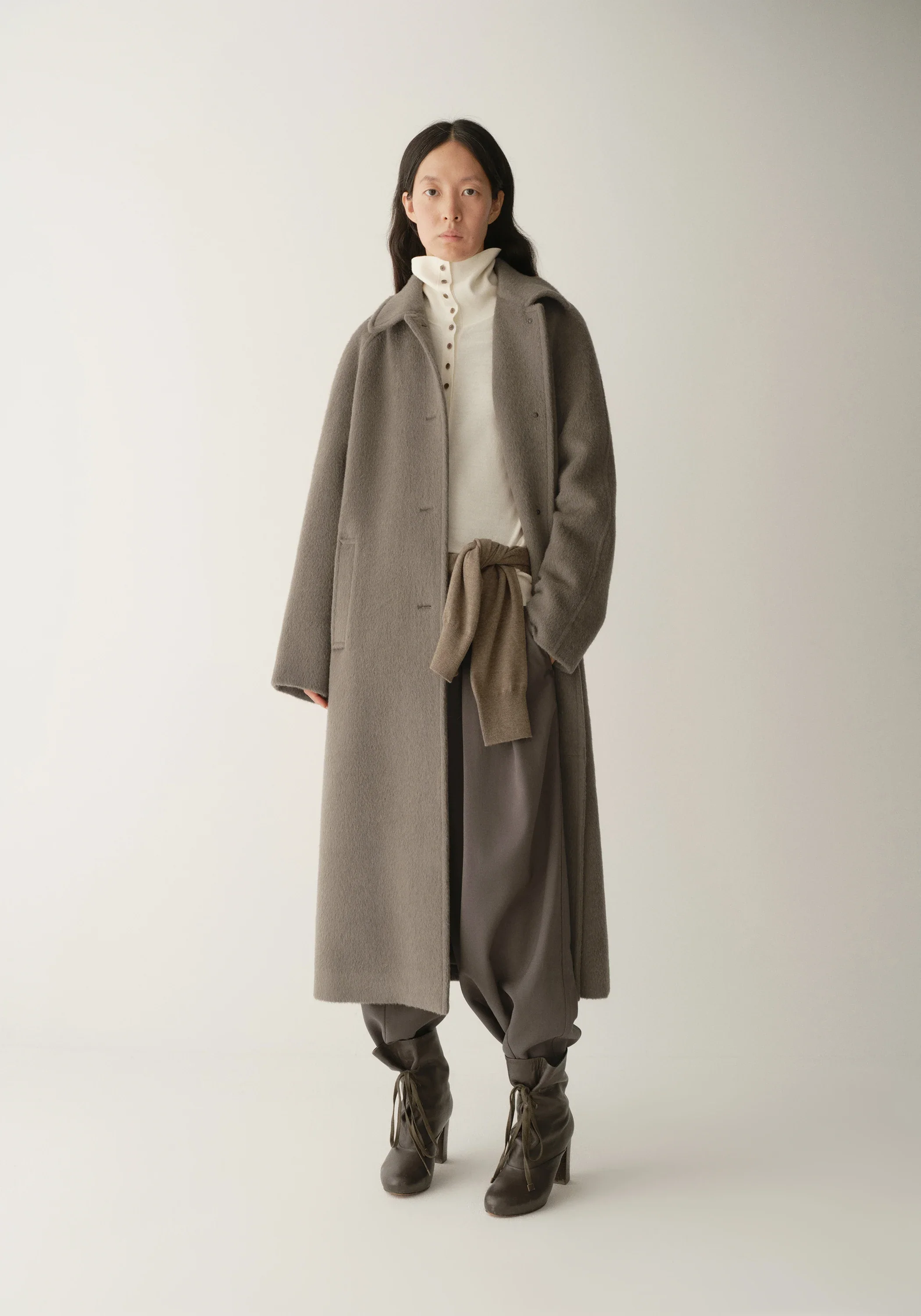 Alpaca Wool Notched Lapel Coat - Image 2