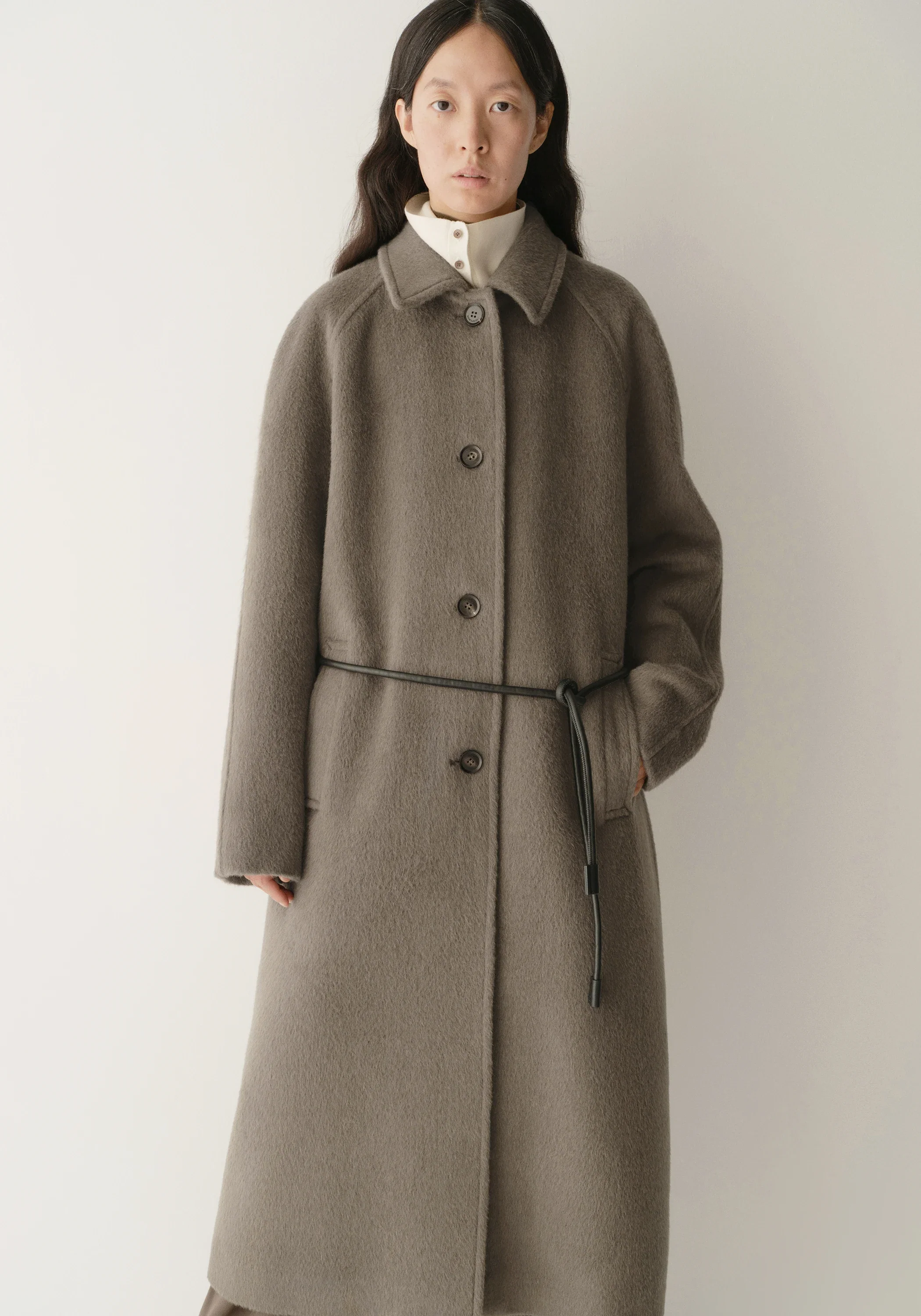 Alpaca Wool Notched Lapel Coat - Image 7