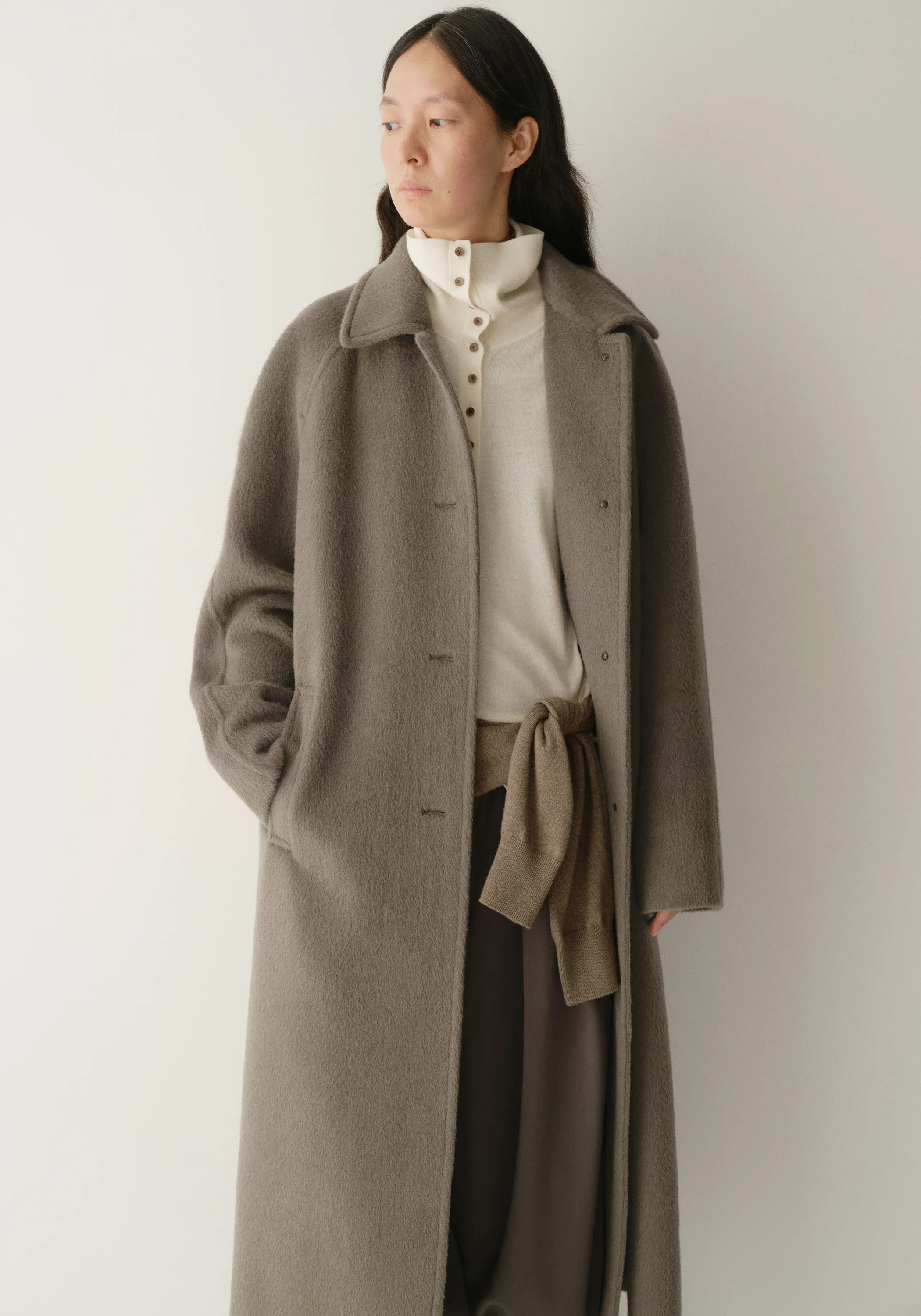 Alpaca Wool Notched Lapel Coat - Image 9