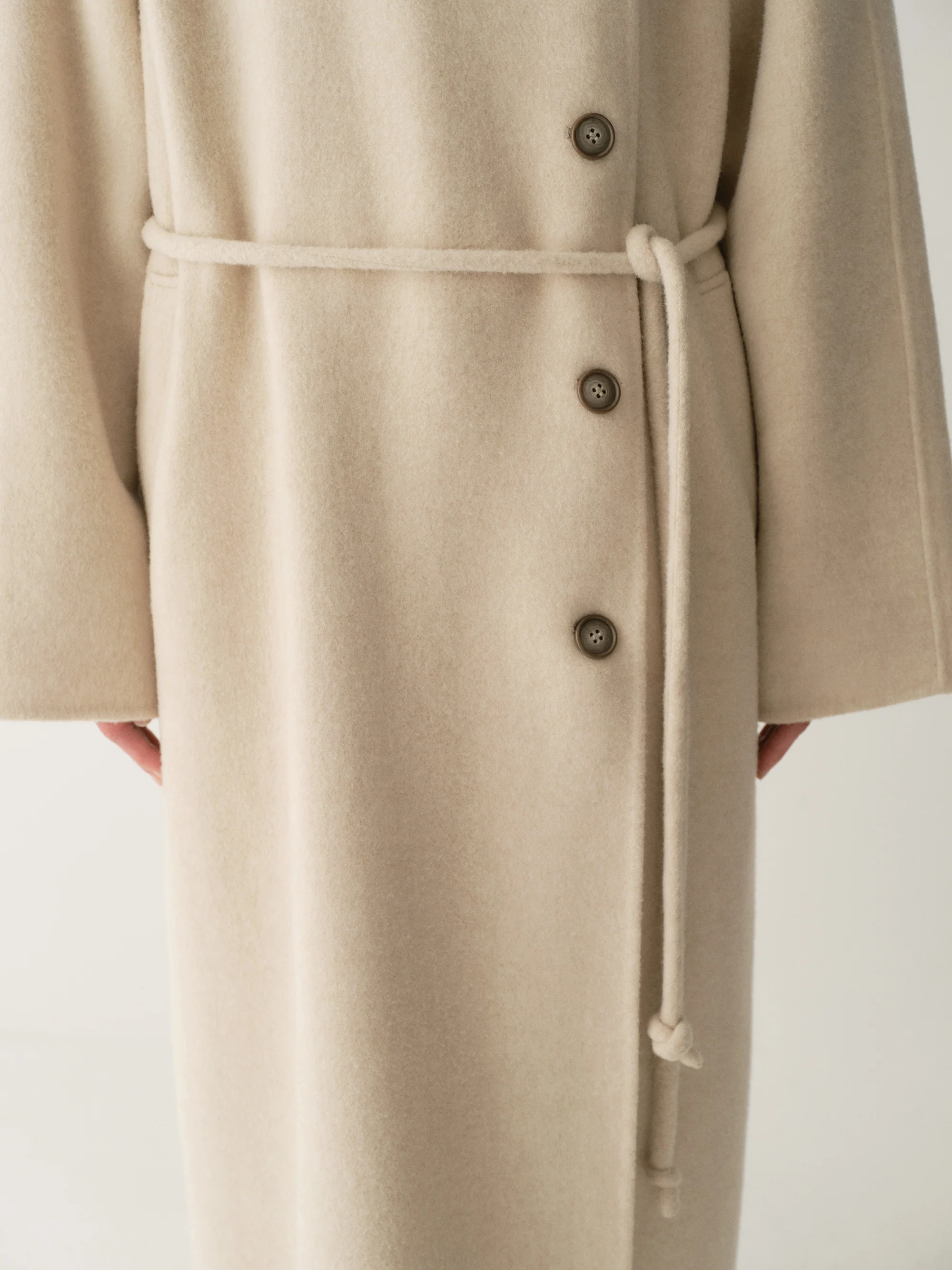 Cord-belt Asymmetric Long Coat - Image 10