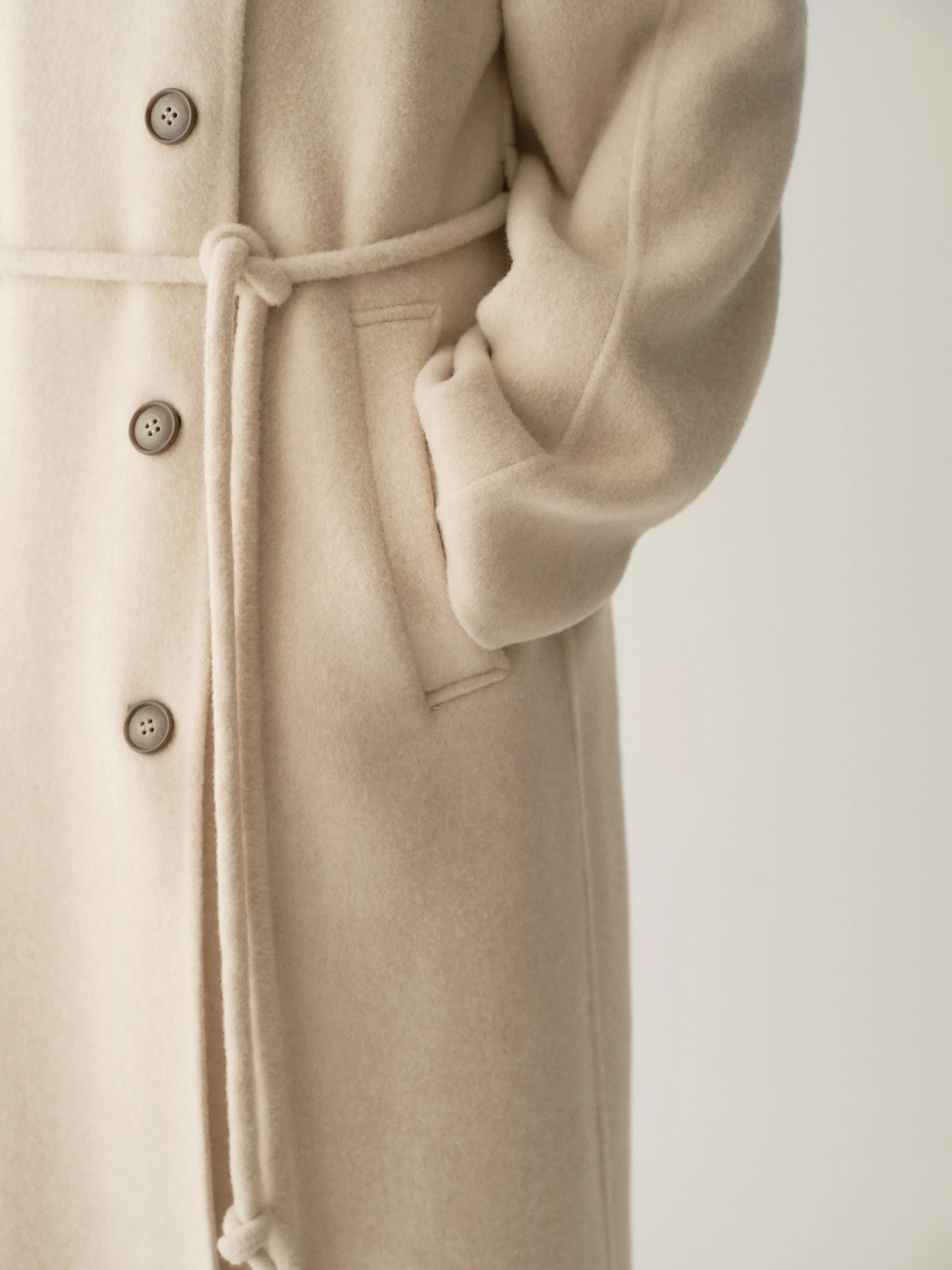 Cord-belt Asymmetric Long Coat - Image 11