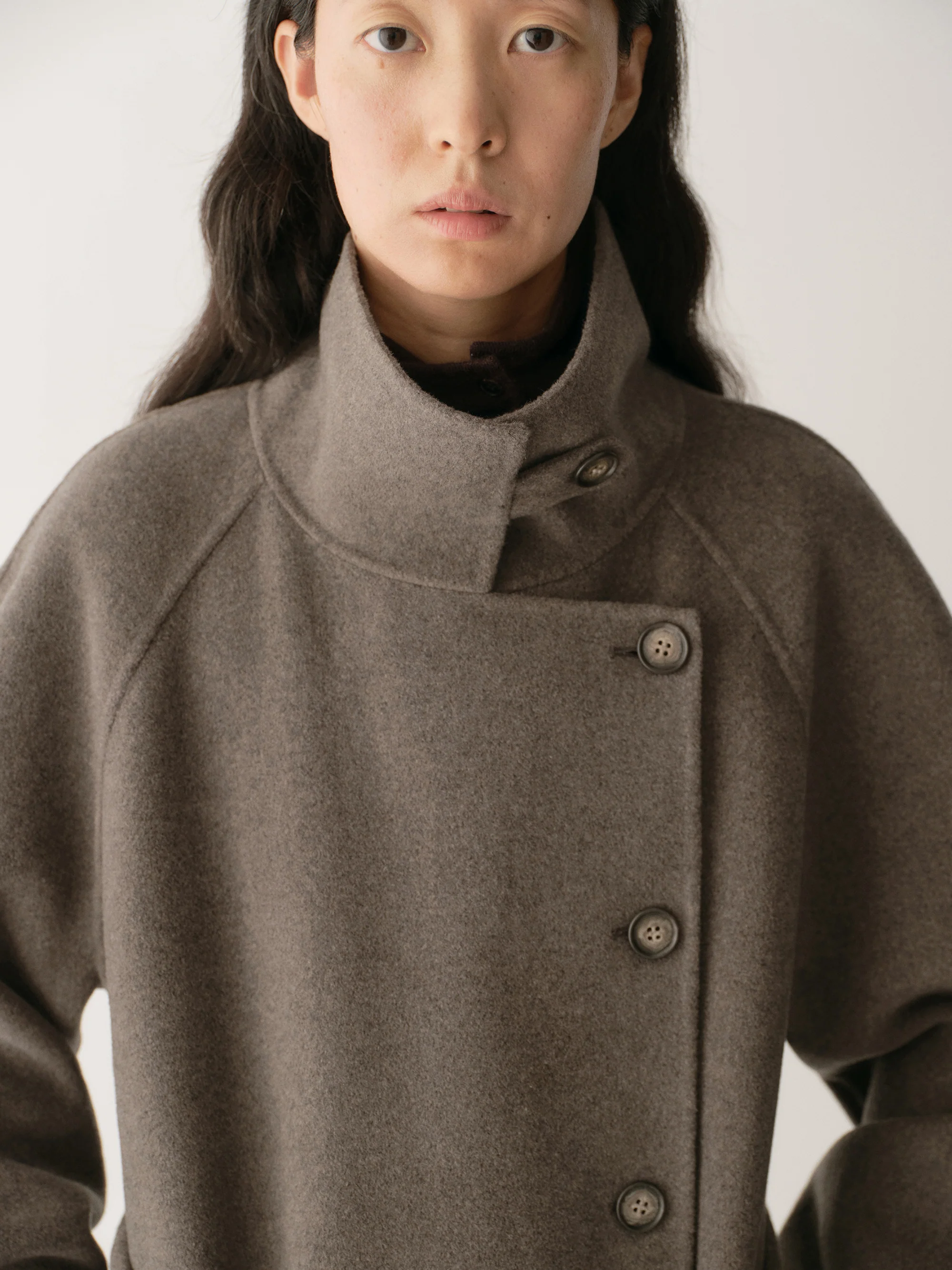 Cord-belt Asymmetric Long Coat - Image 19