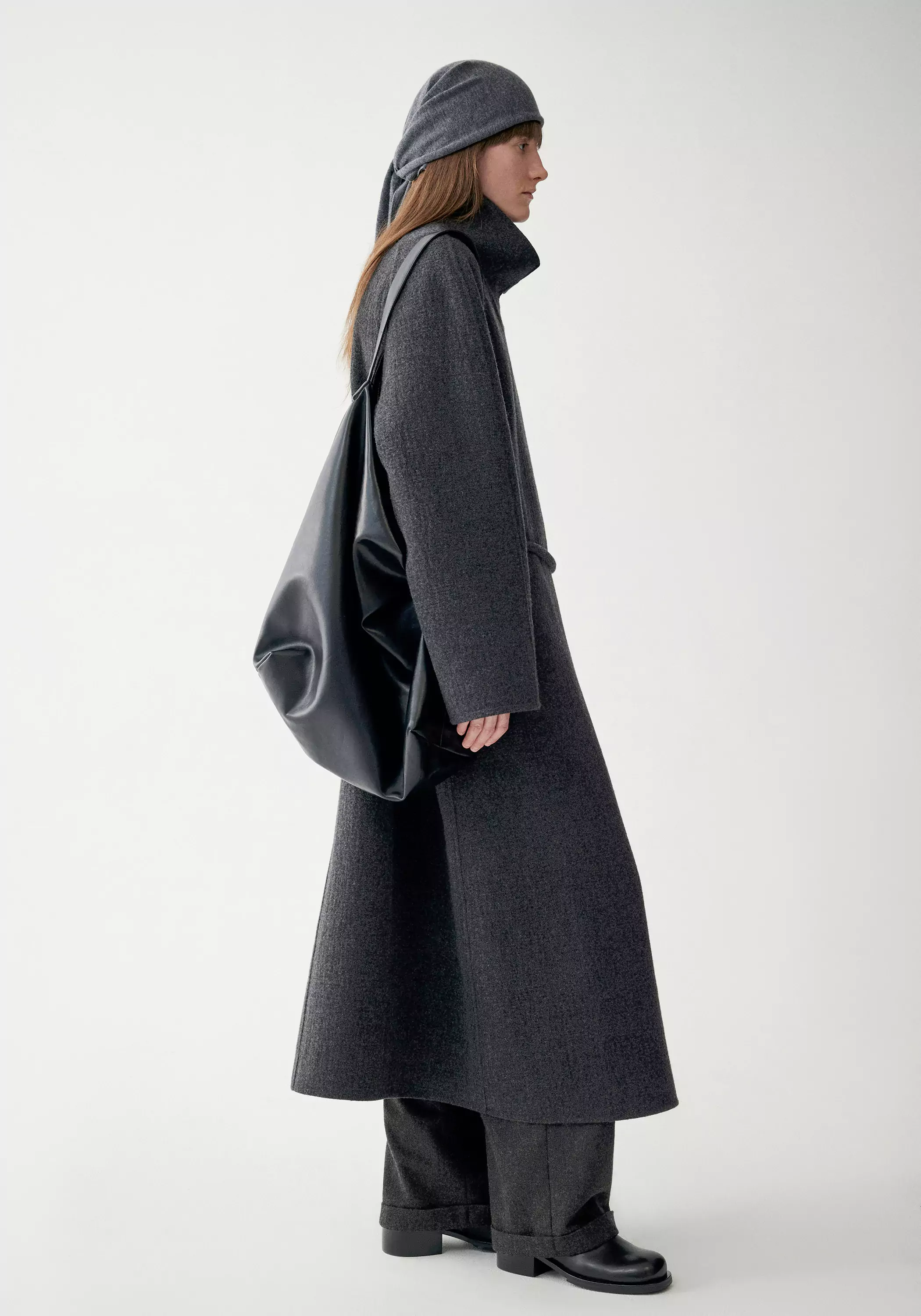 Cord-belt Asymmetric Long Coat - Image 32