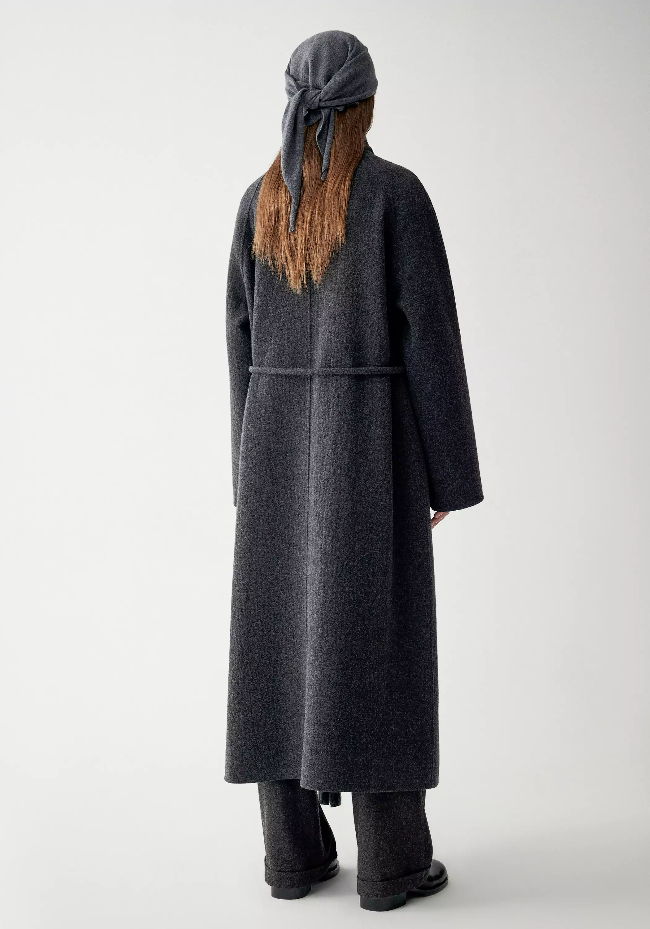 Cord-belt Asymmetric Long Coat - Image 33