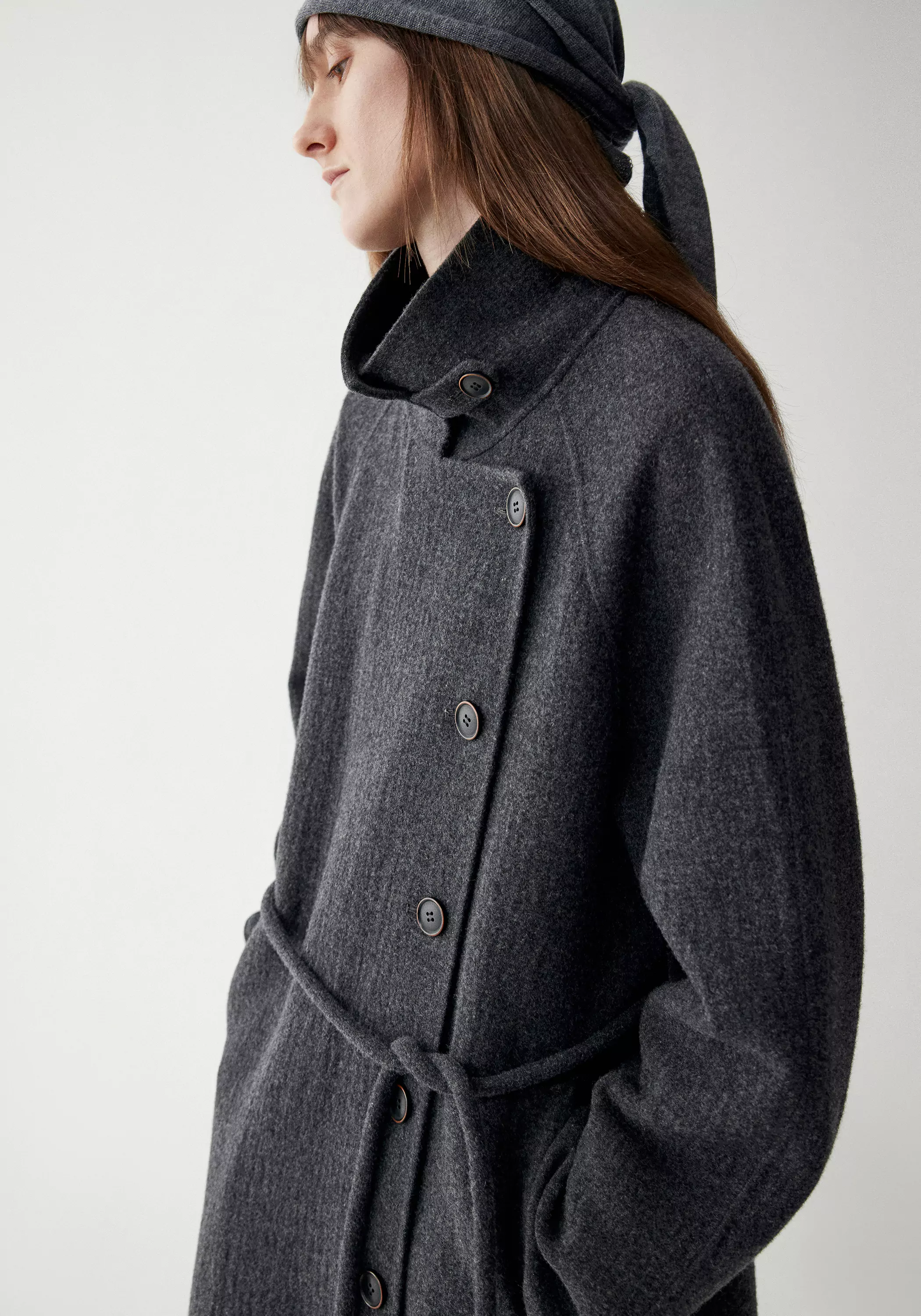Cord-belt Asymmetric Long Coat - Image 37