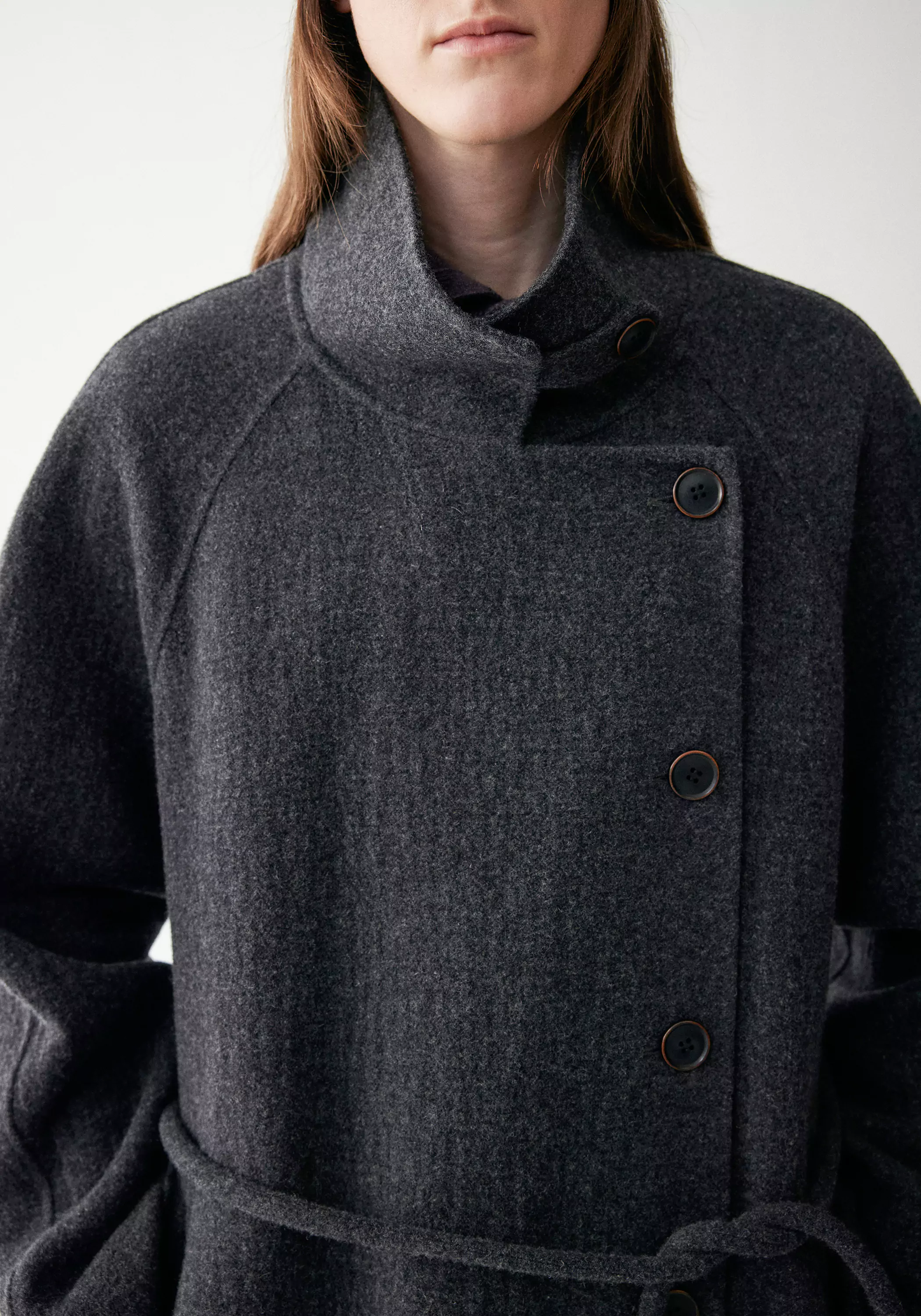 Cord-belt Asymmetric Long Coat - Image 38