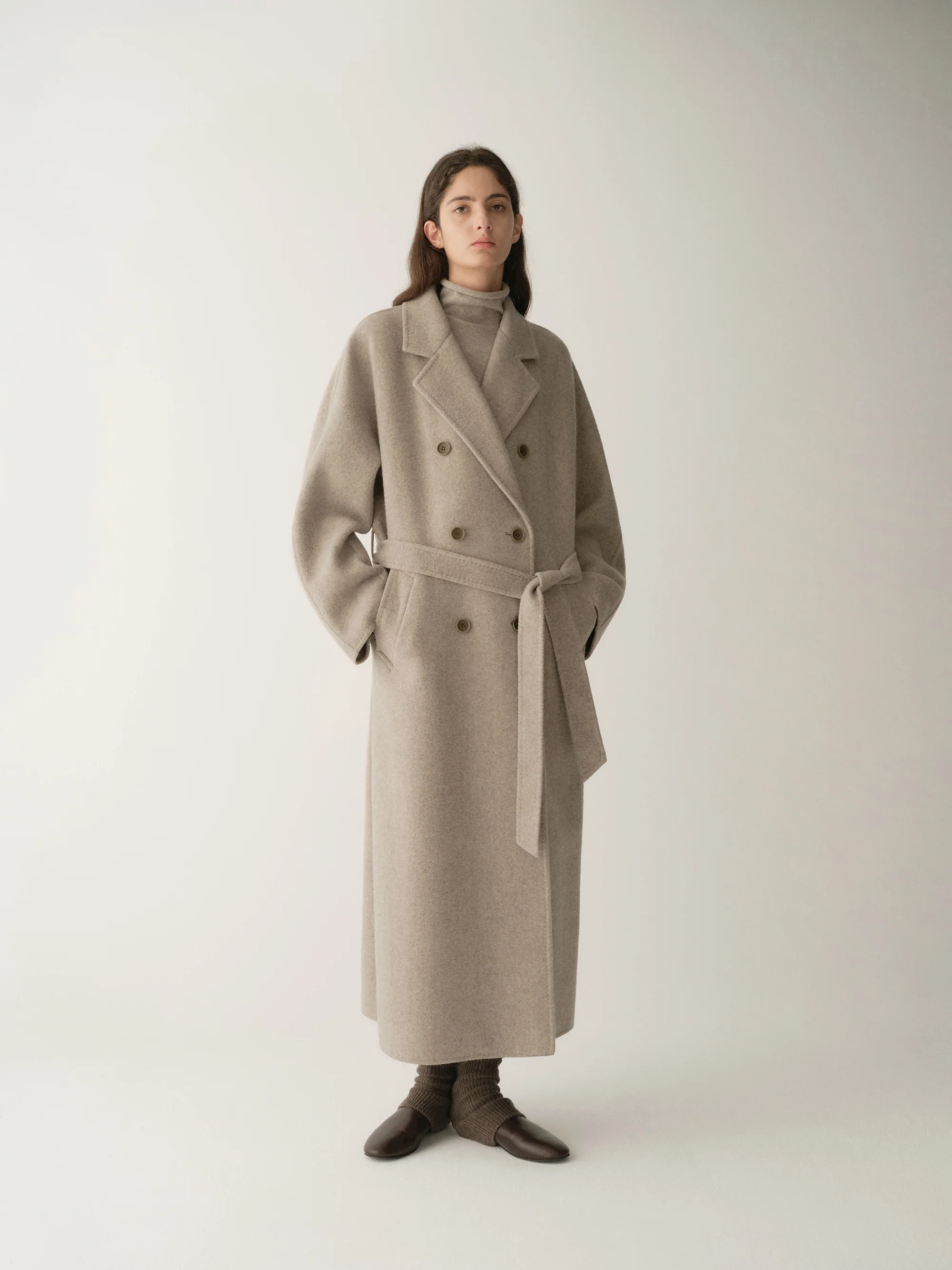 Long Double-breasted Wool Coat - Image 12