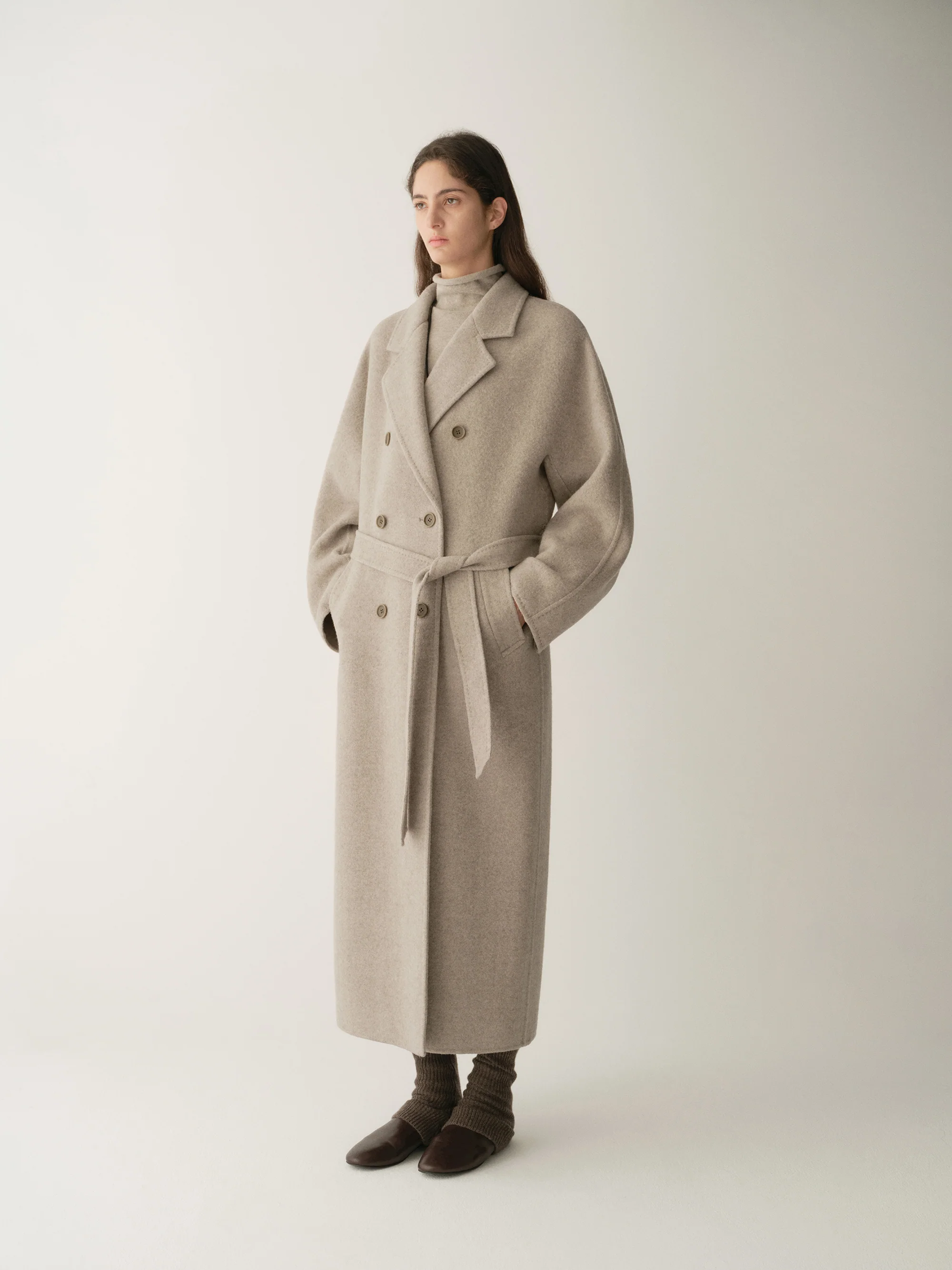 Long Double-breasted Wool Coat - Image 13