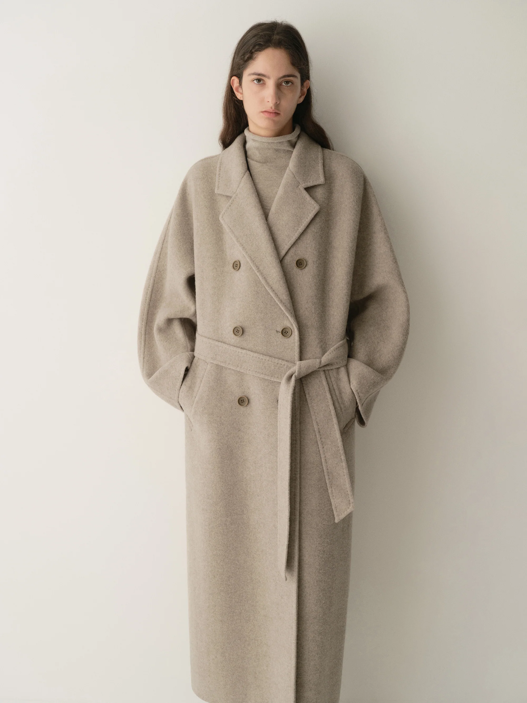 Long Double-breasted Wool Coat - Image 15