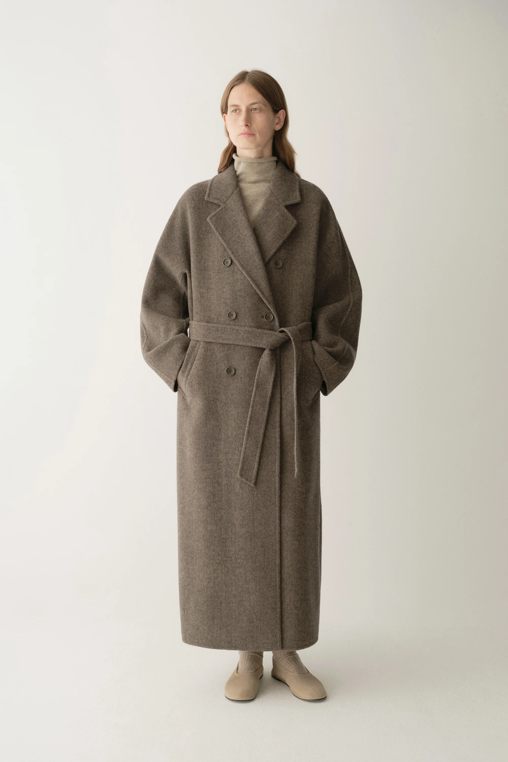 Long Double-breasted Wool Coat - Image 2