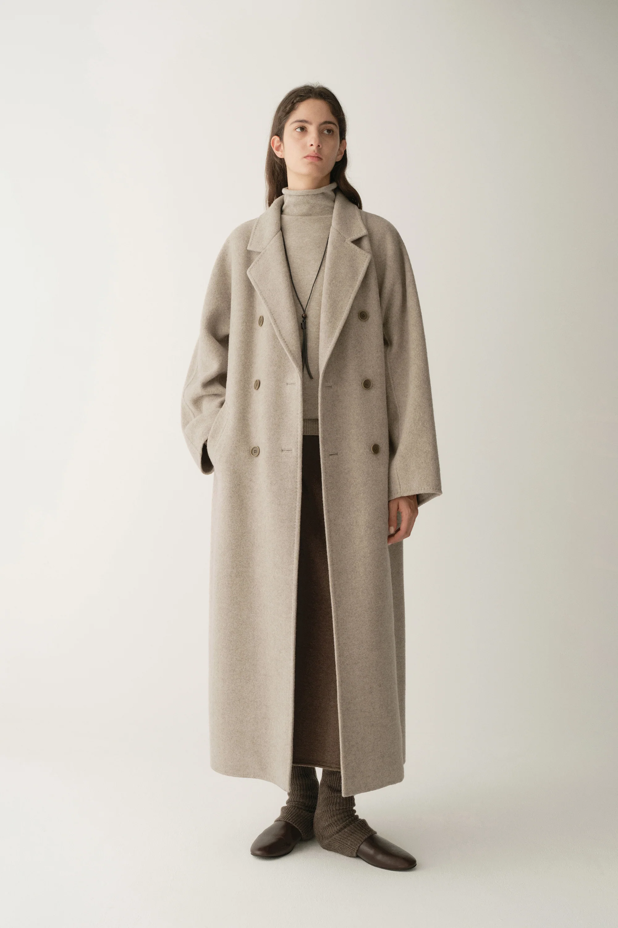 Long Double-breasted Wool Coat - Image 3
