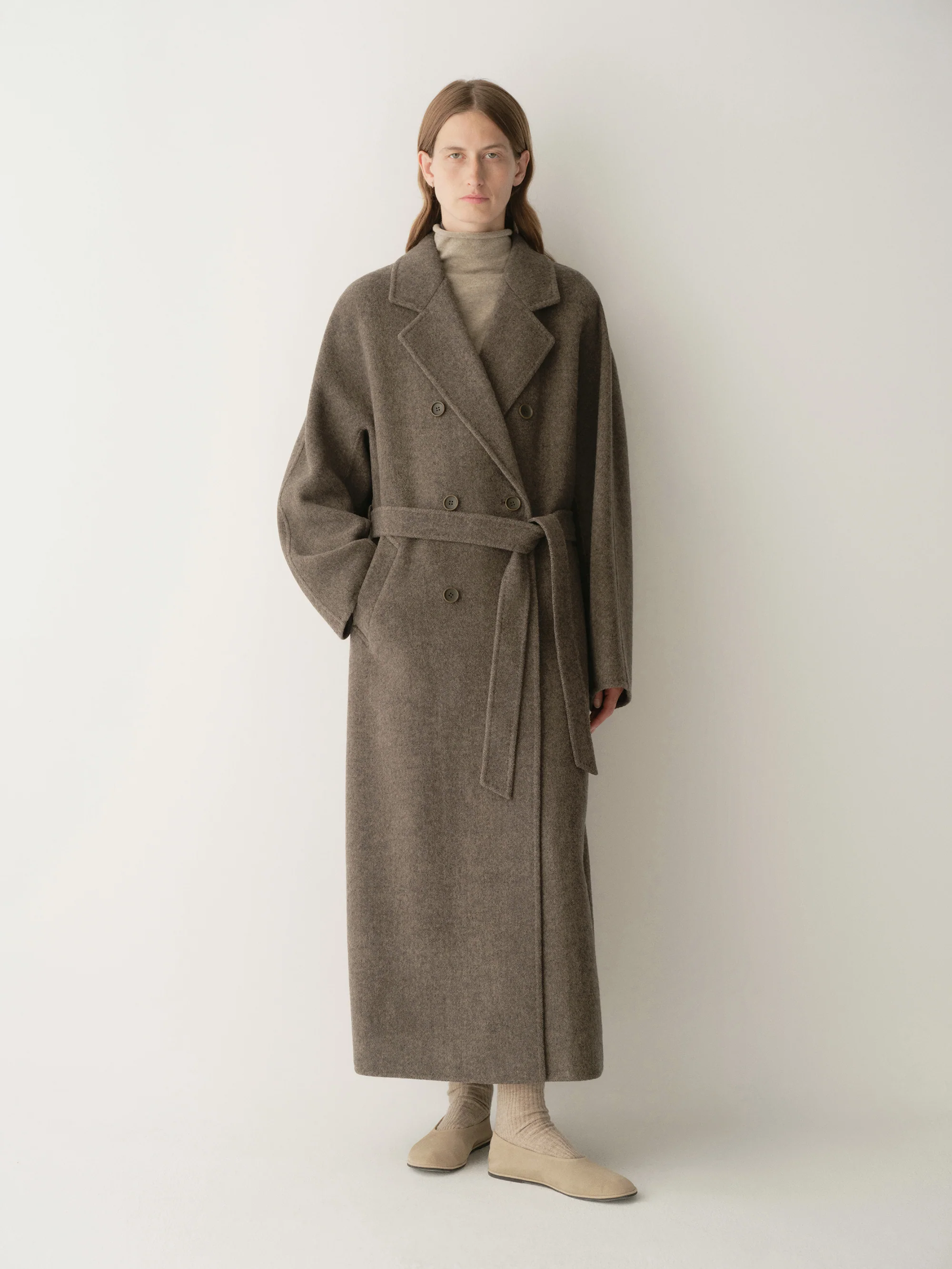Long Double-breasted Wool Coat - Image 4
