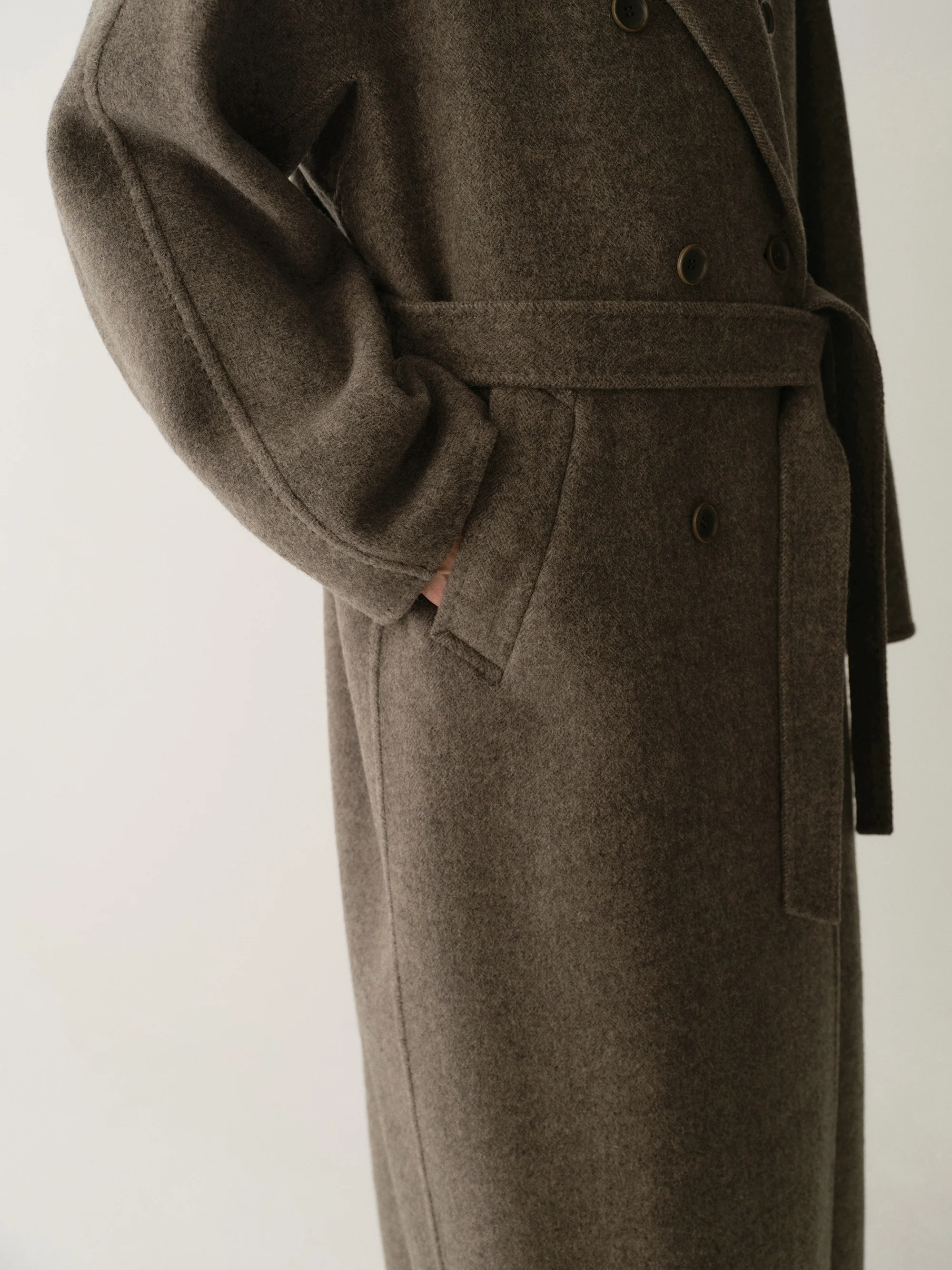 Long Double-breasted Wool Coat - Image 9