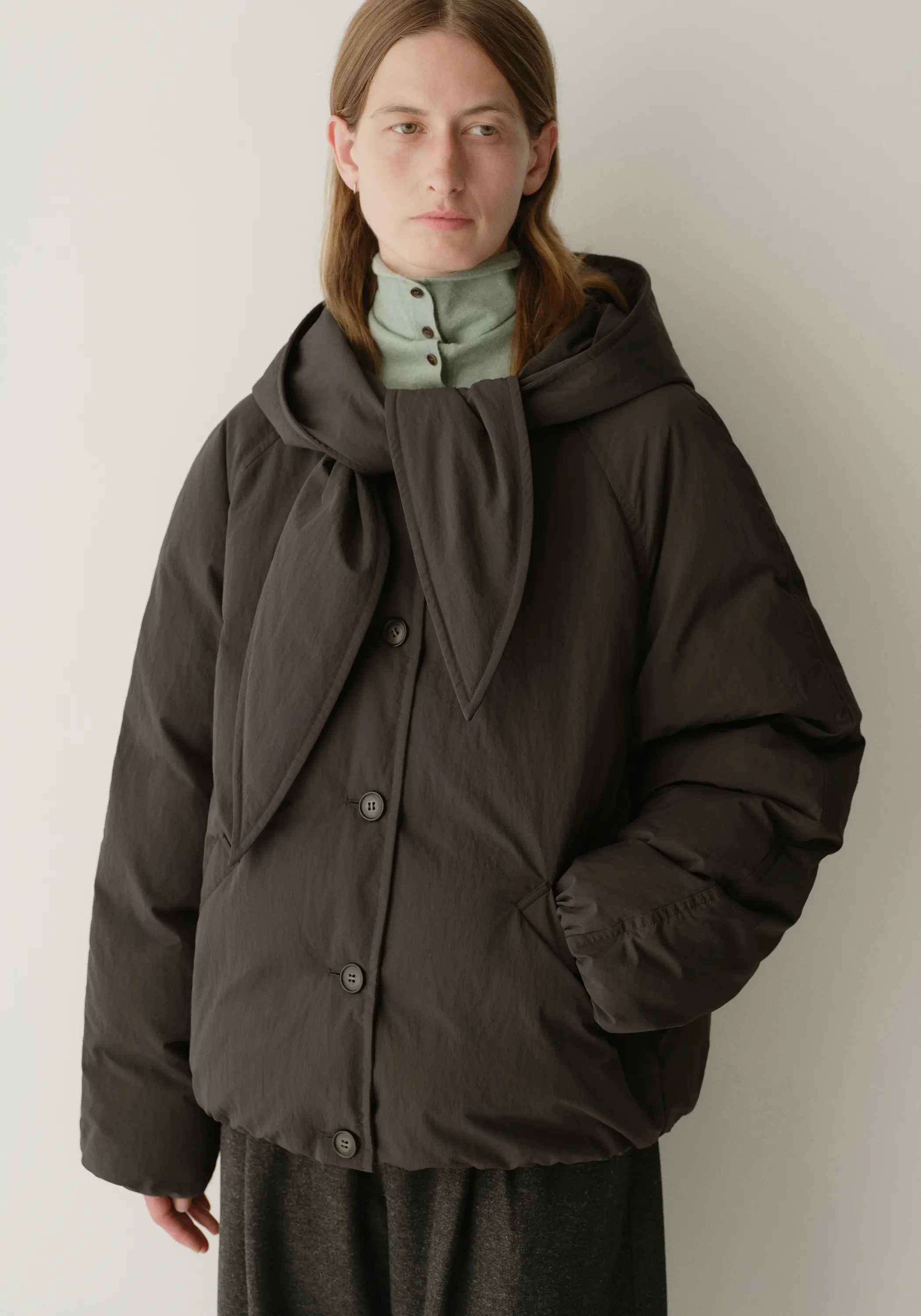 Tie-scarf Down Jacket - Image 22