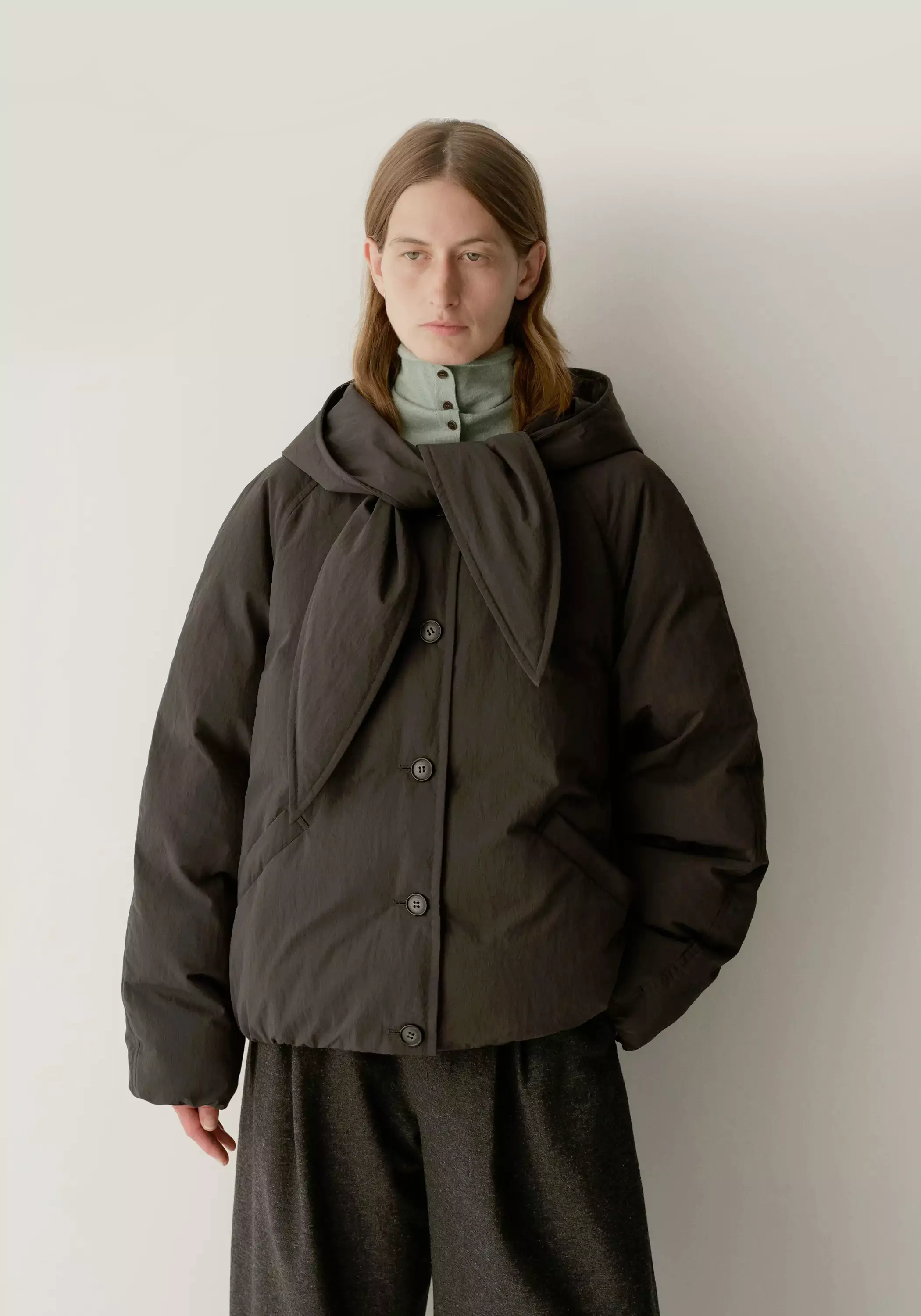 Tie-scarf Down Jacket - Image 3