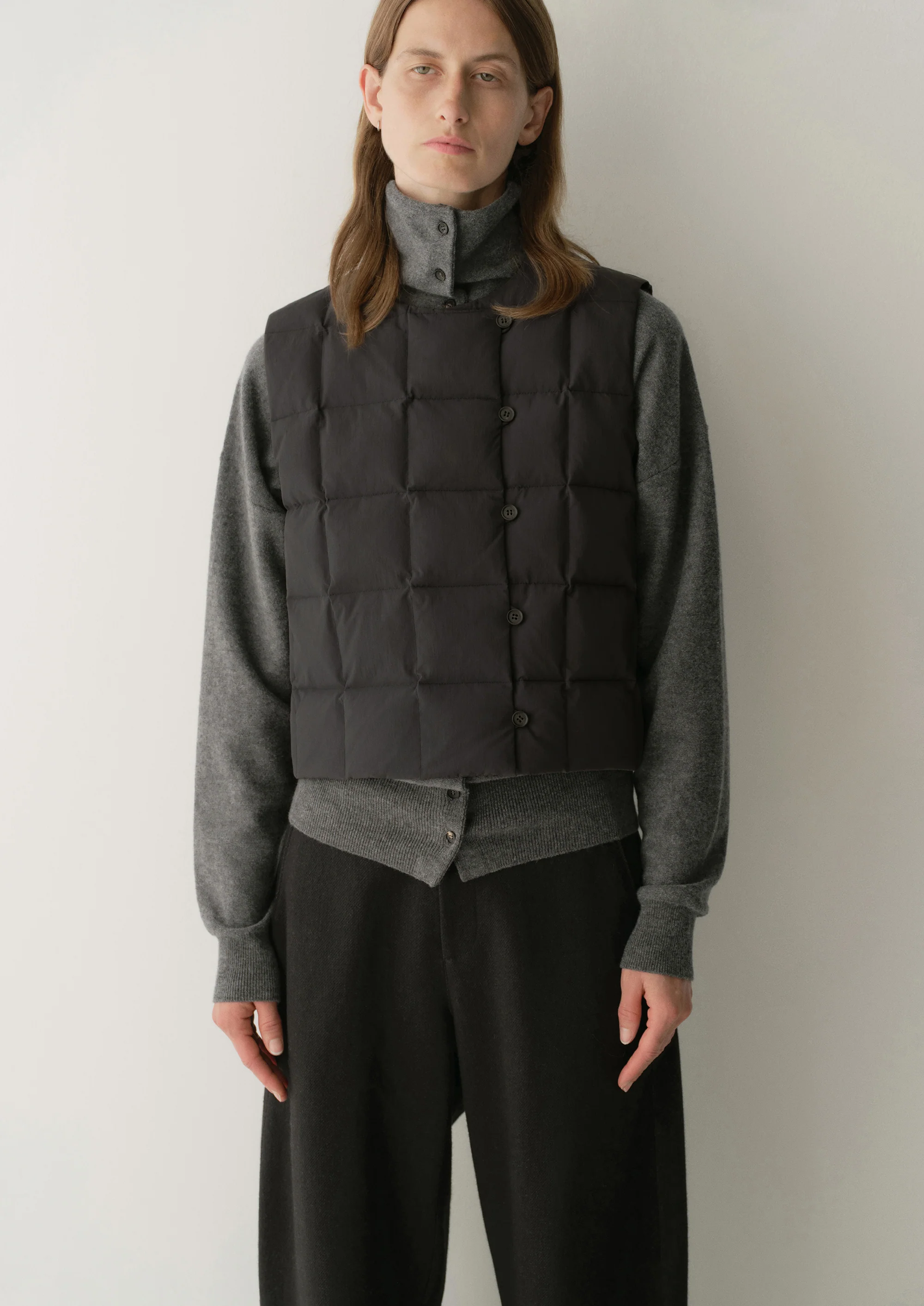 Down Asymmetric Placket Vest - Image 3
