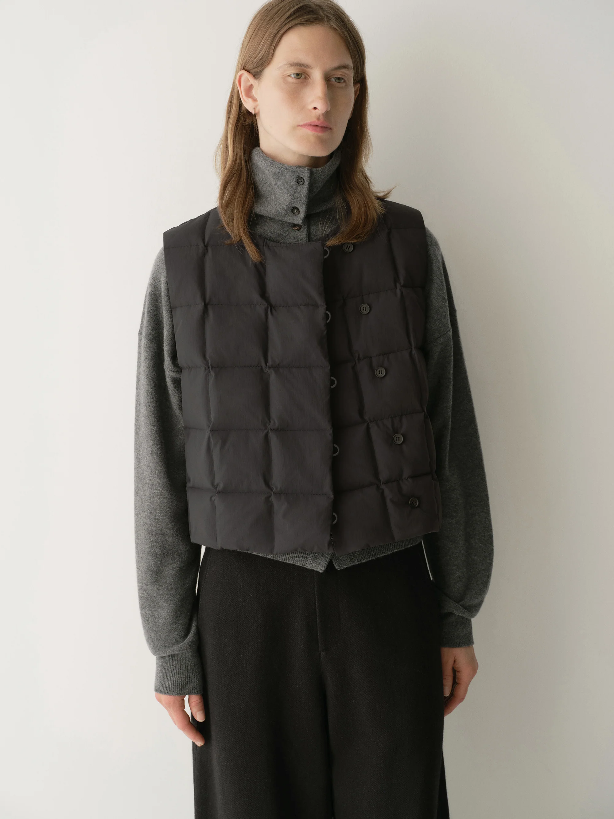 Down Asymmetric Placket Vest - Image 9
