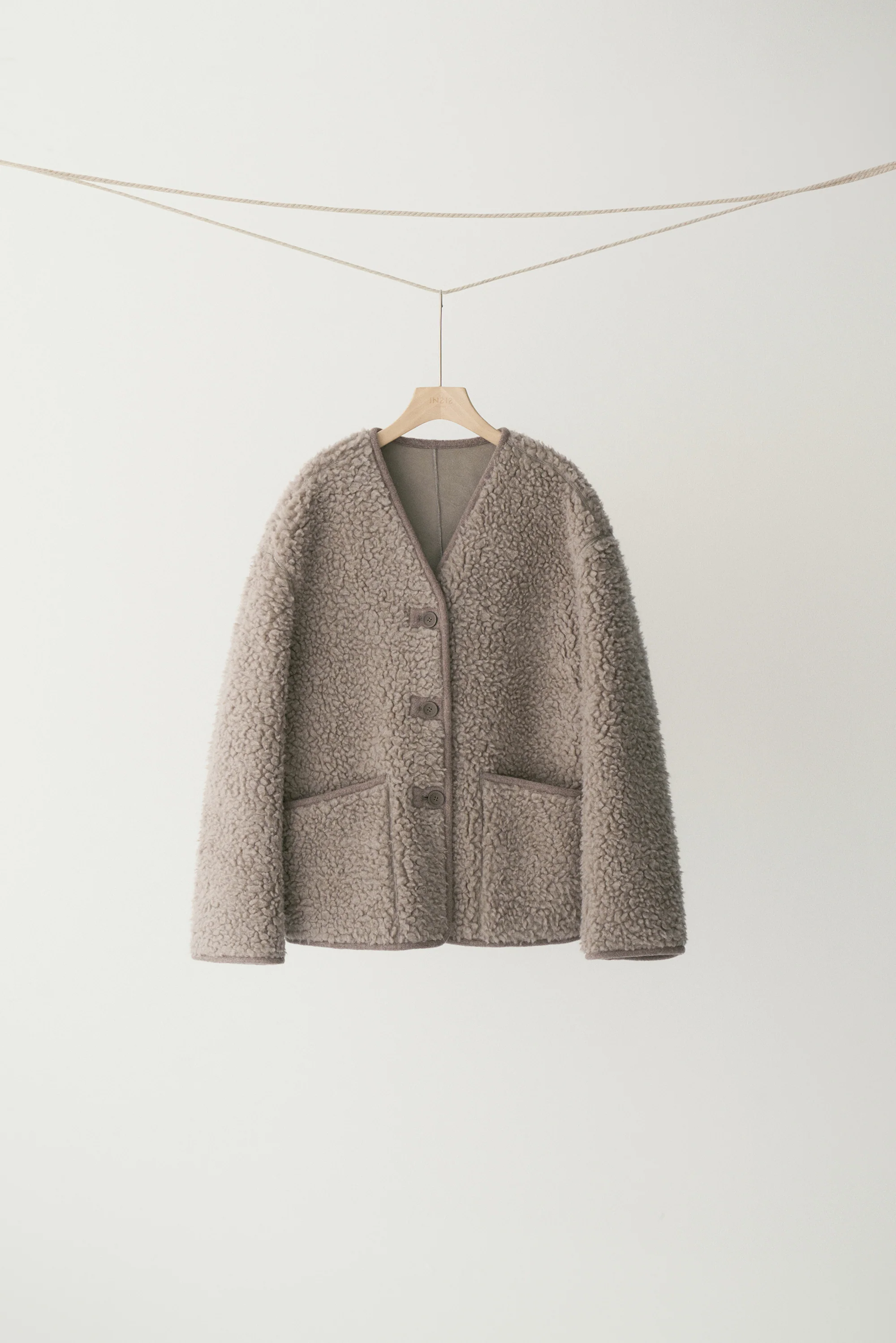 V-Neck Trimmed Wool  Jacket - Image 26