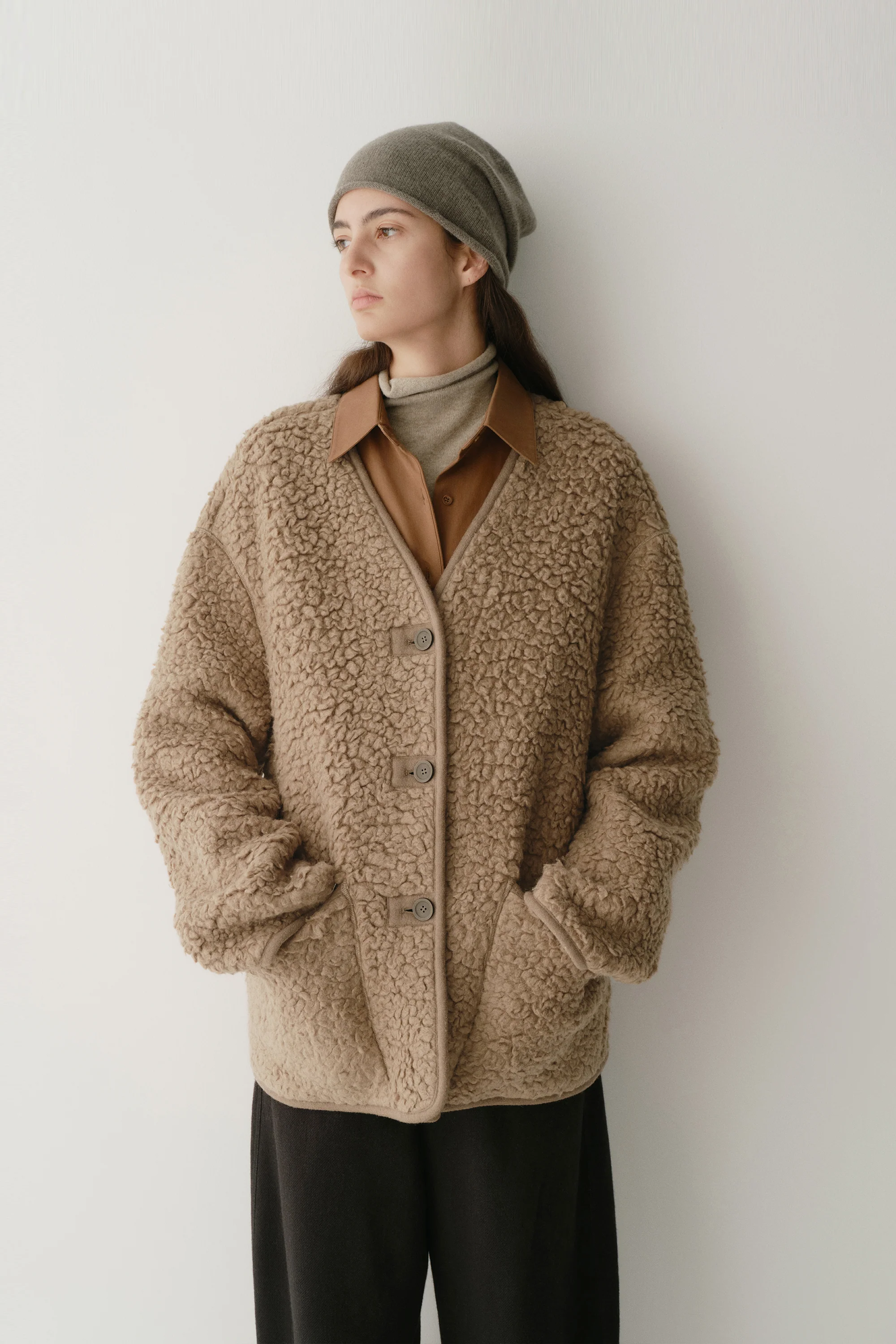 V-Neck Trimmed Wool  Jacket - Image 3
